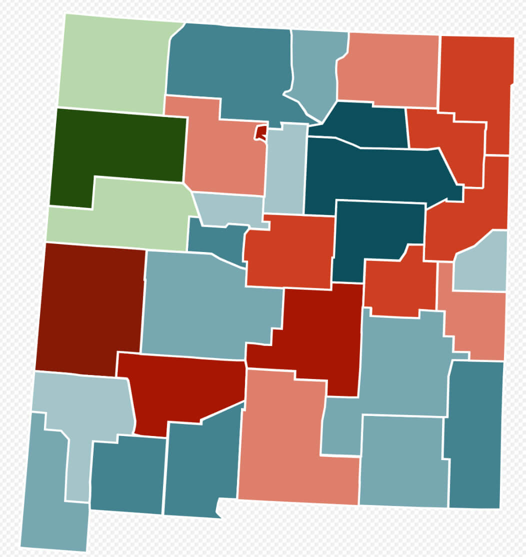 New Mexico Blank Map by Population Density