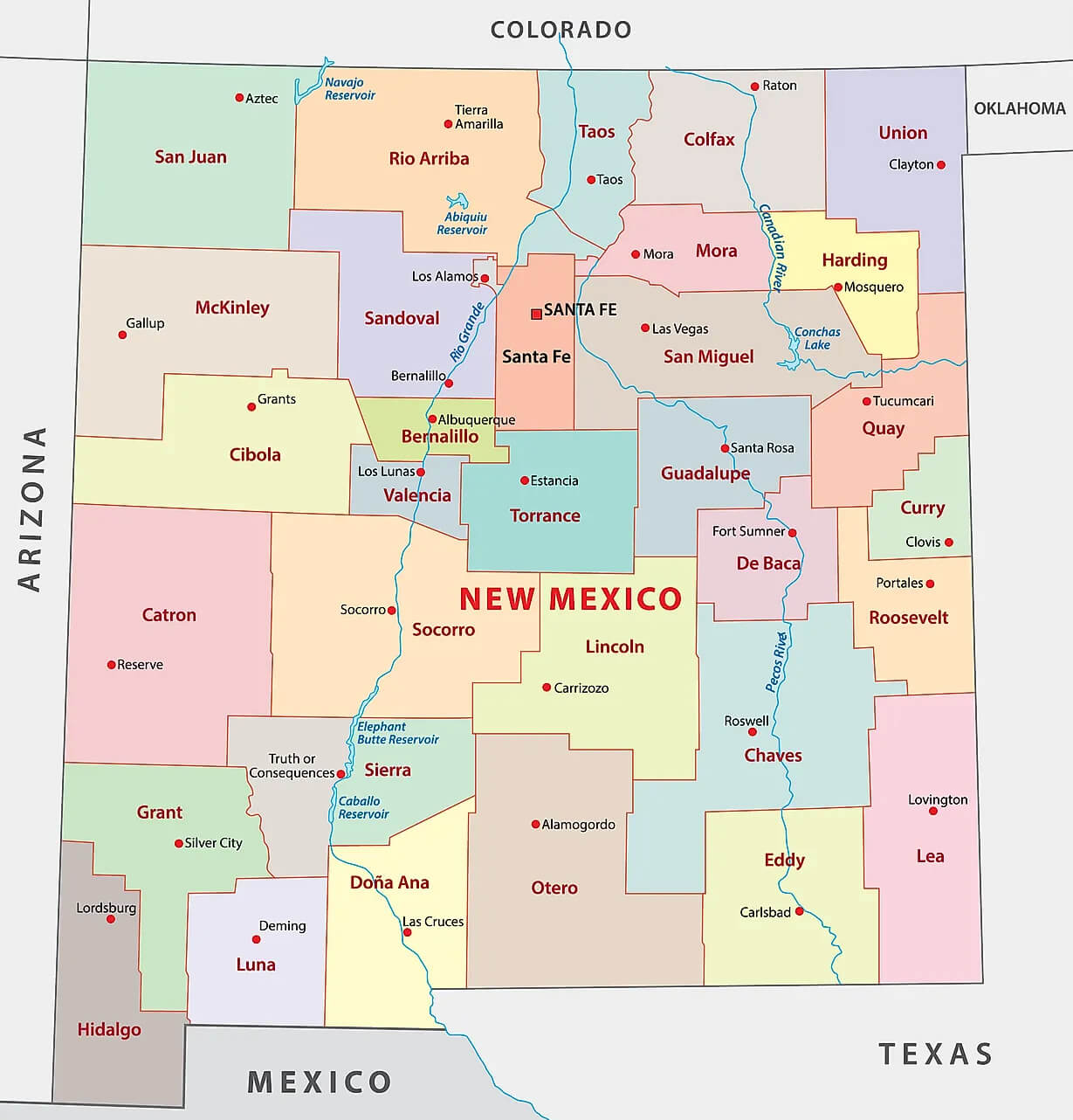 New Mexico counties Map