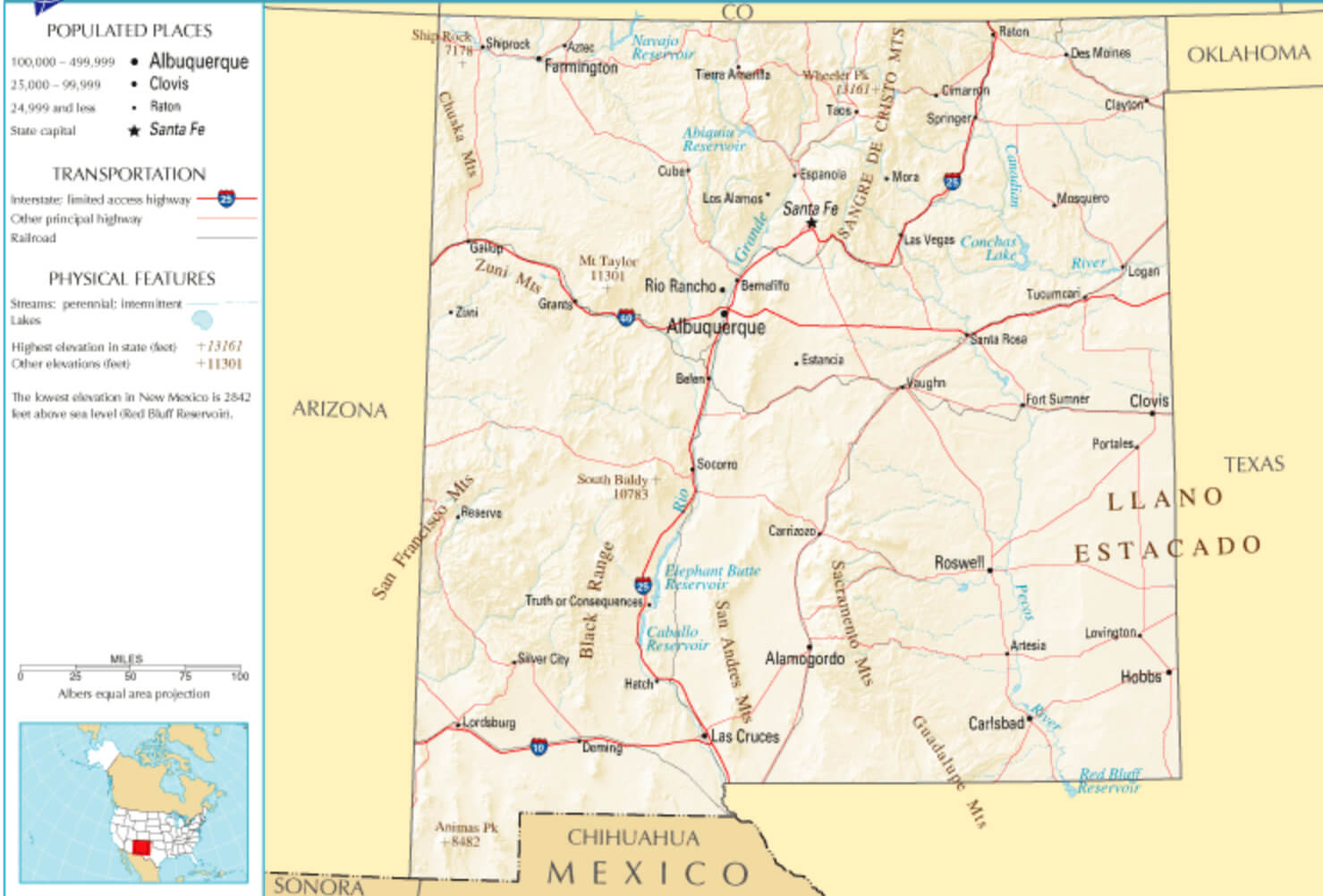 New Mexico National Border Map