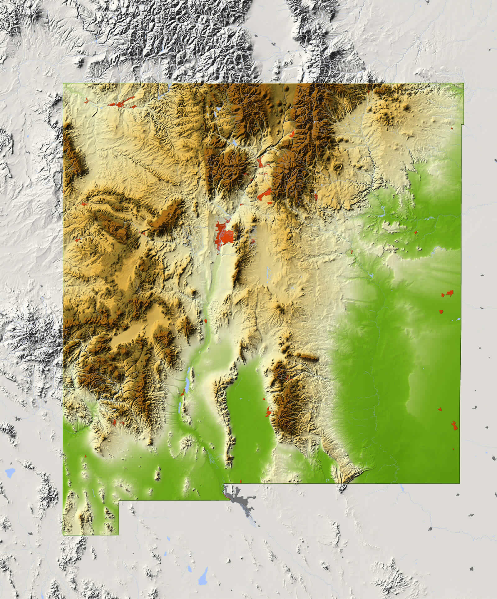 New Mexico Physical Map