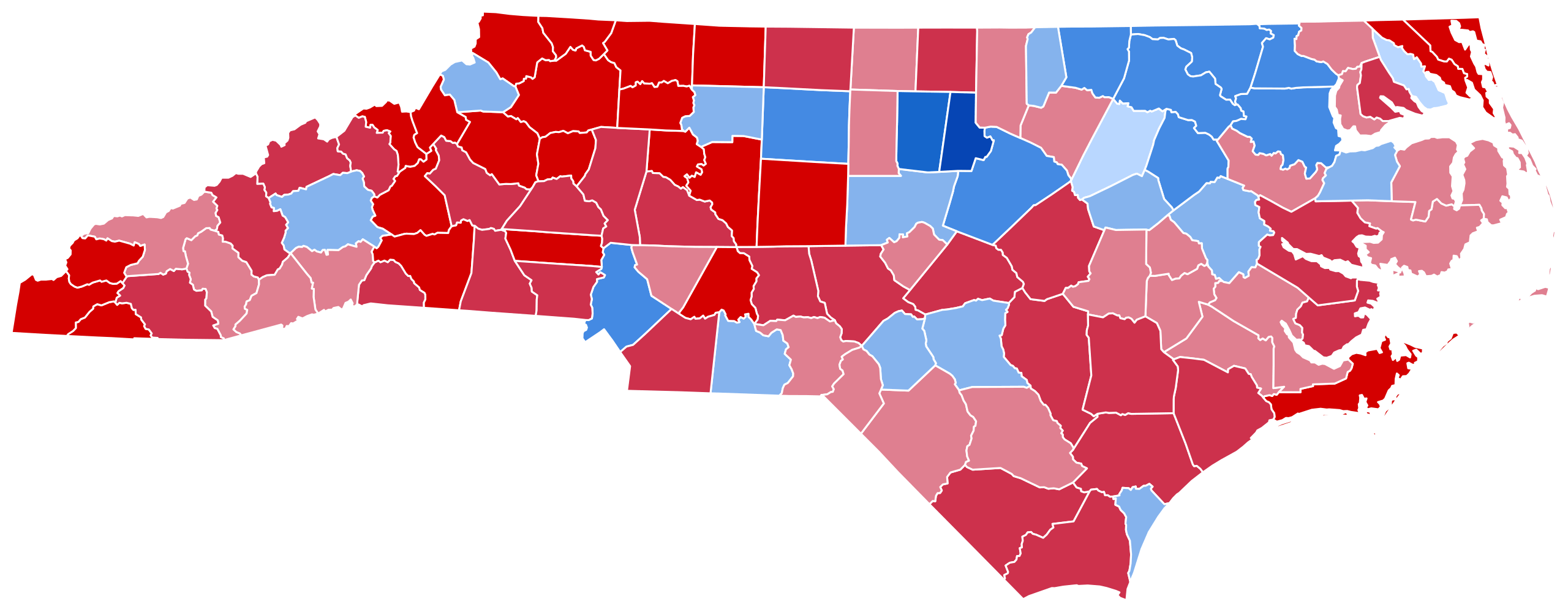 2020 United States Presidential Election in North Carolina by Counties Map