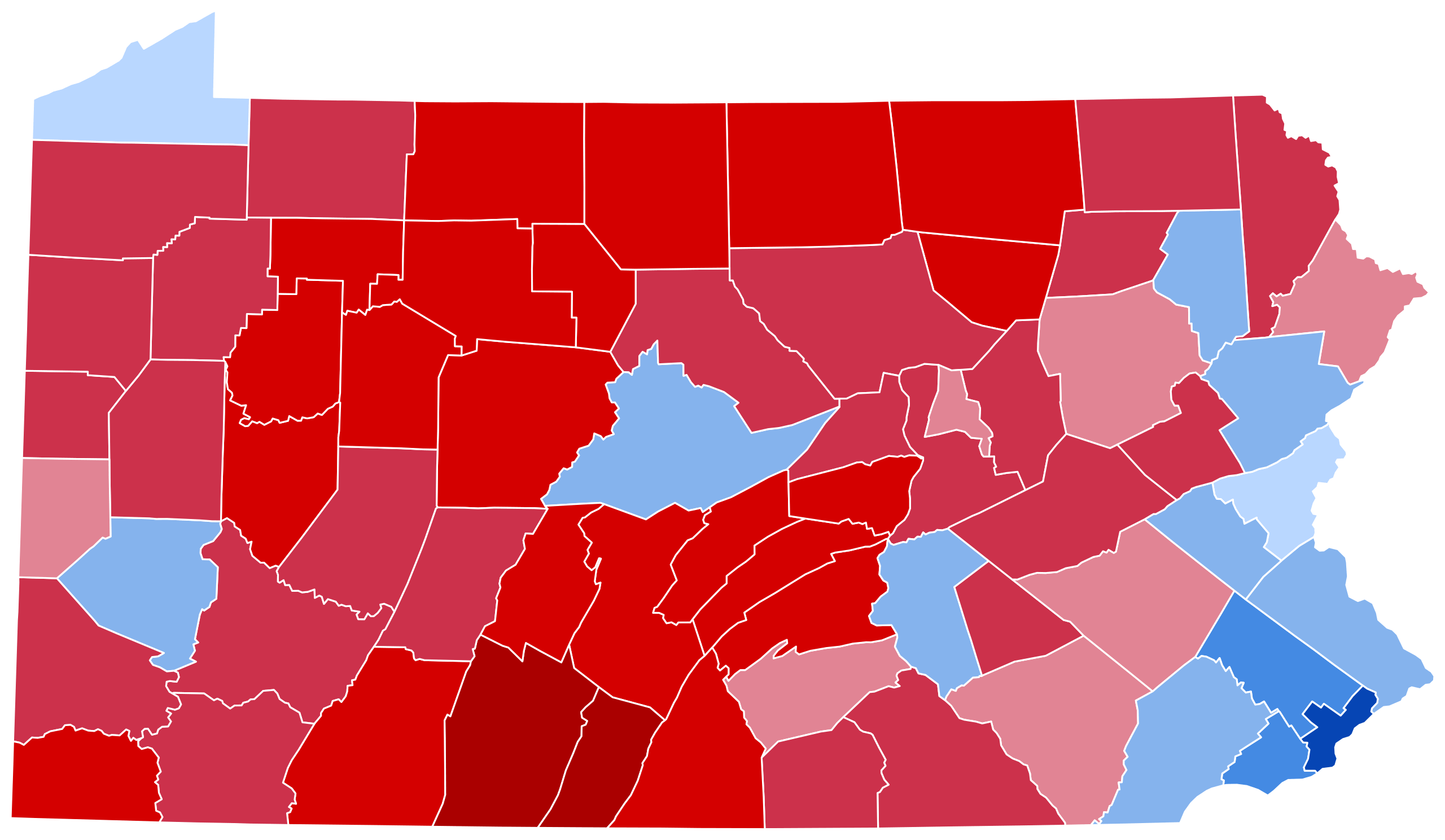 2020 United States Presidential Election in Pennsylvania by Counties Map