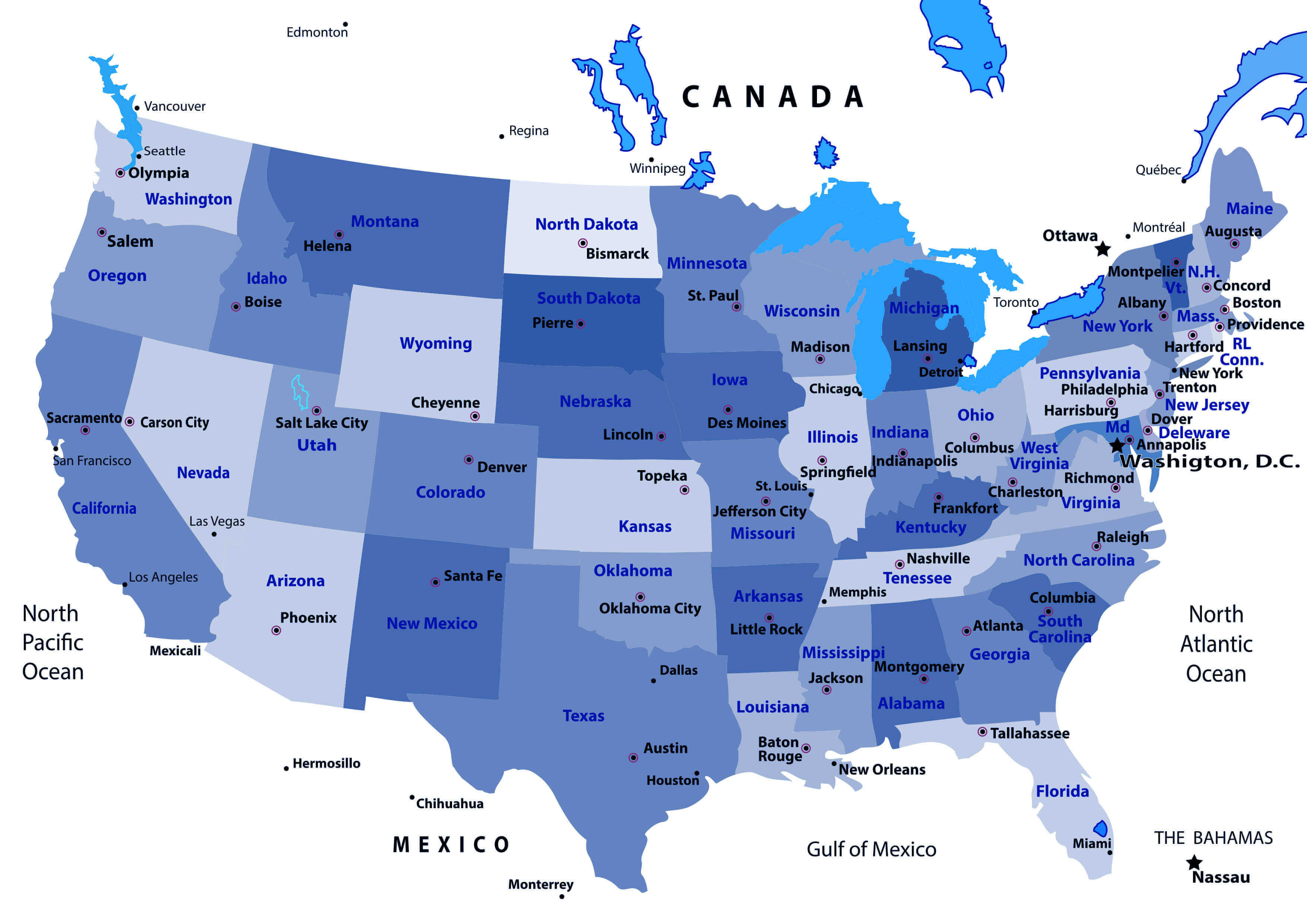 United States and US States Capital Map