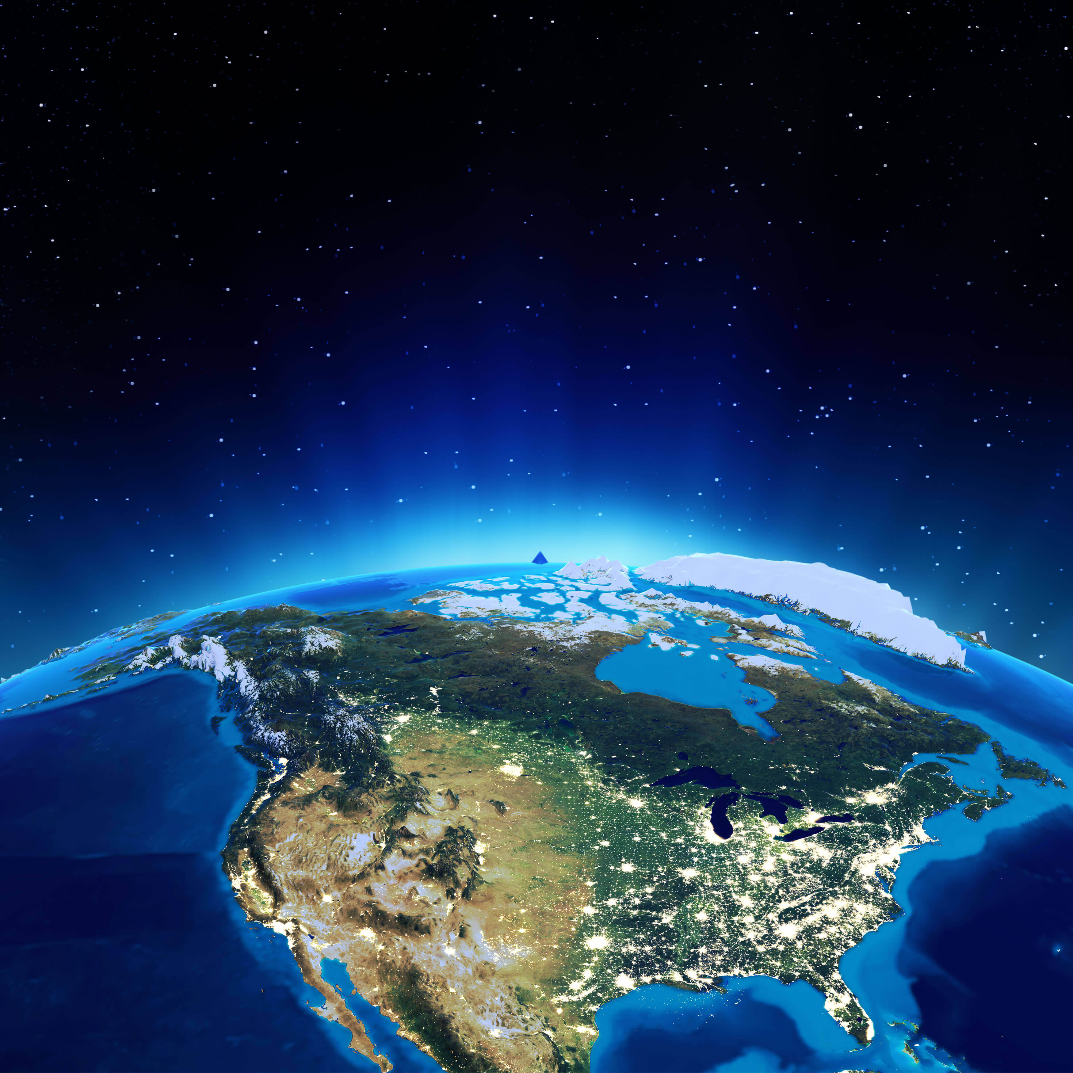 United States , Canada, Gronland Satellite Map