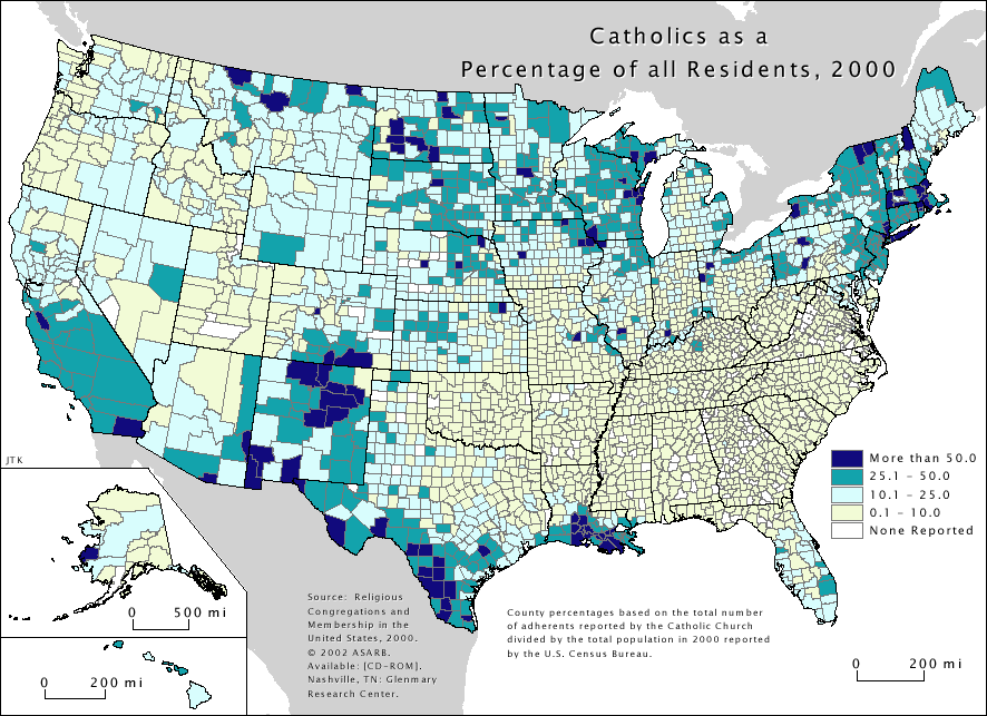 United States Catholic Religon Map