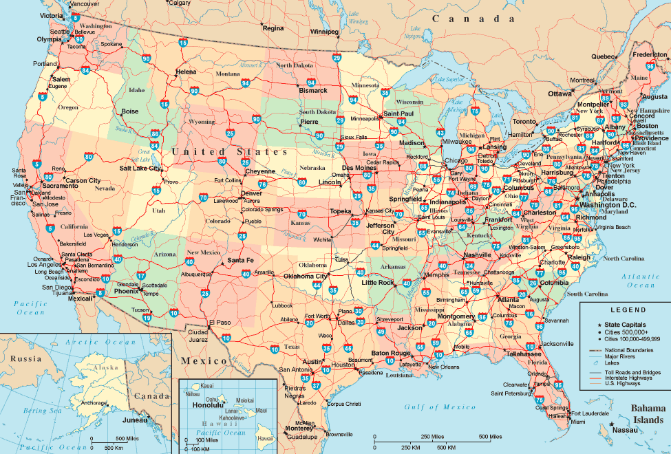 United States Interstate Highways Map