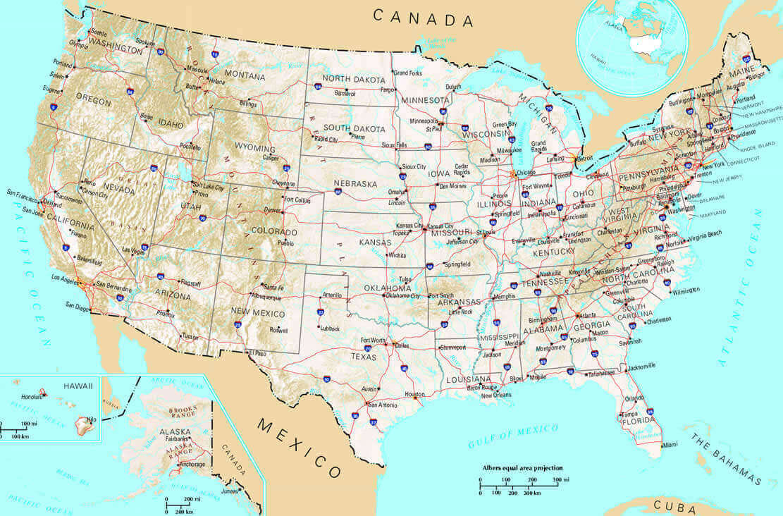 USA Physical Map