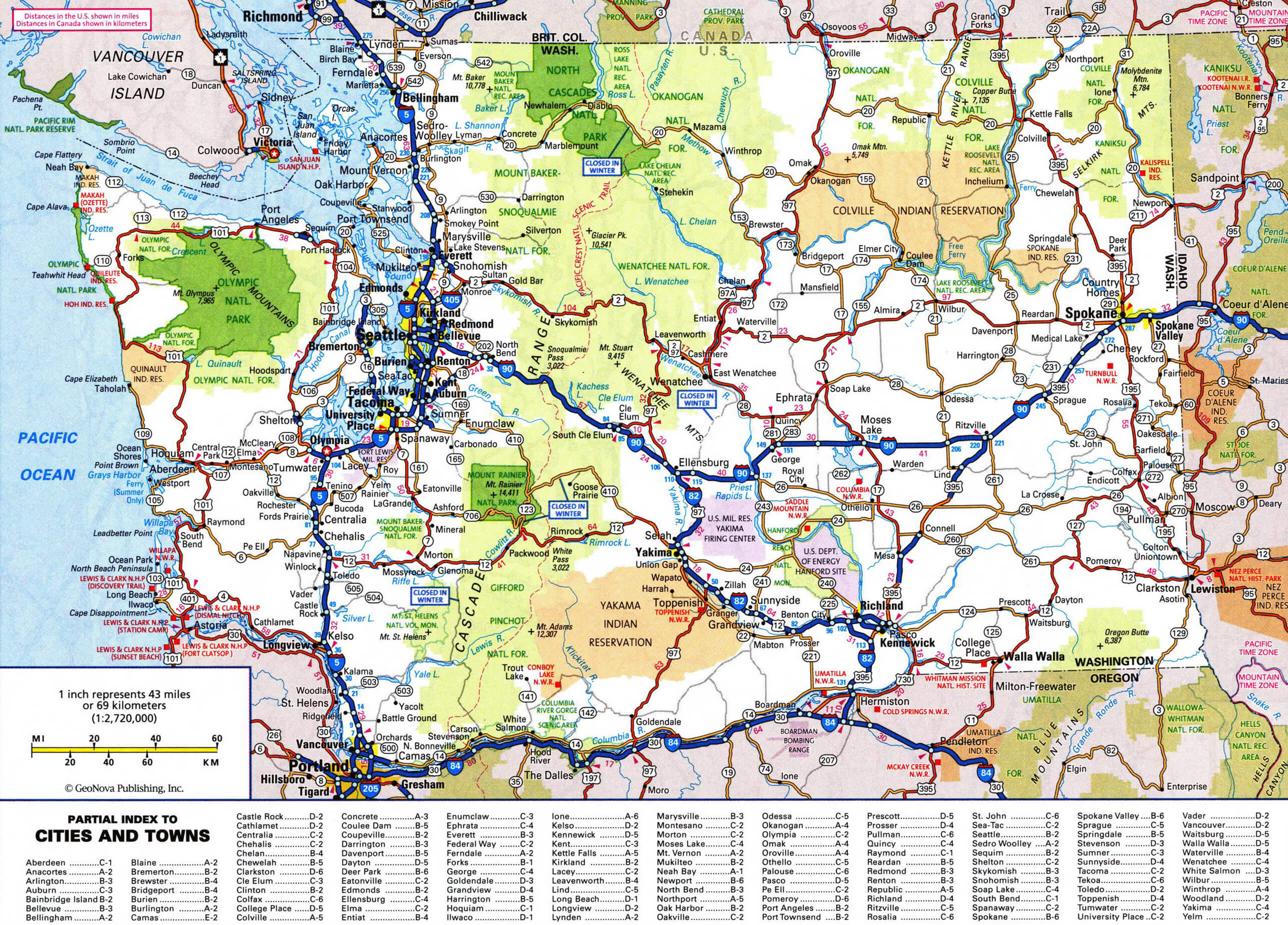 Washington Map 24 Large detailed roads and highways map of Washington all cities
