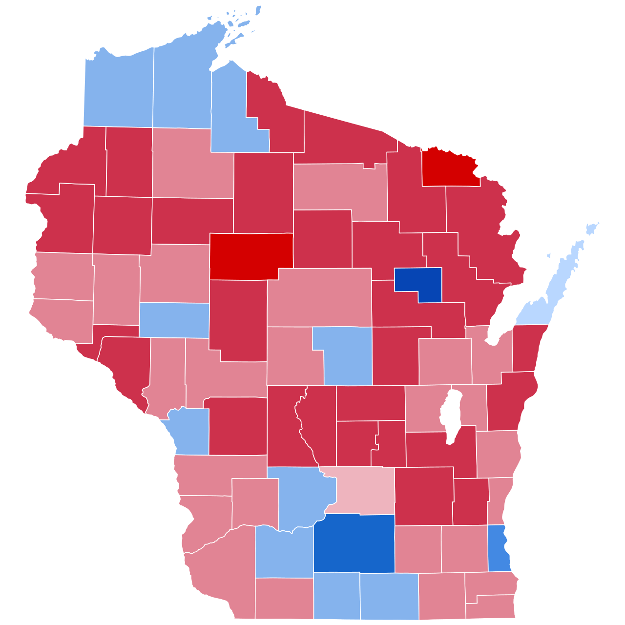 2020 United States Presidential Election in Wisconsin by Counties Map