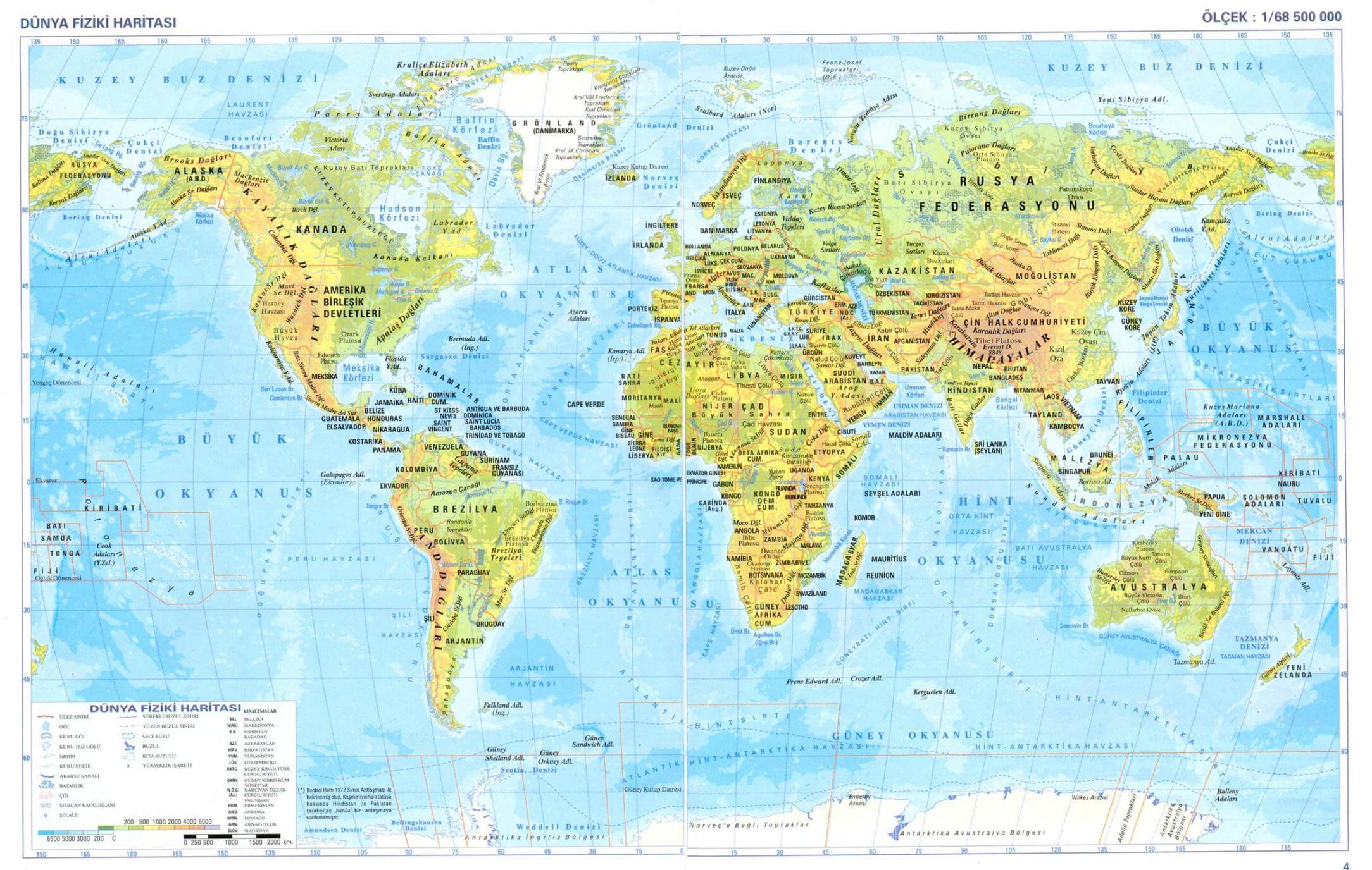 blank physical world map