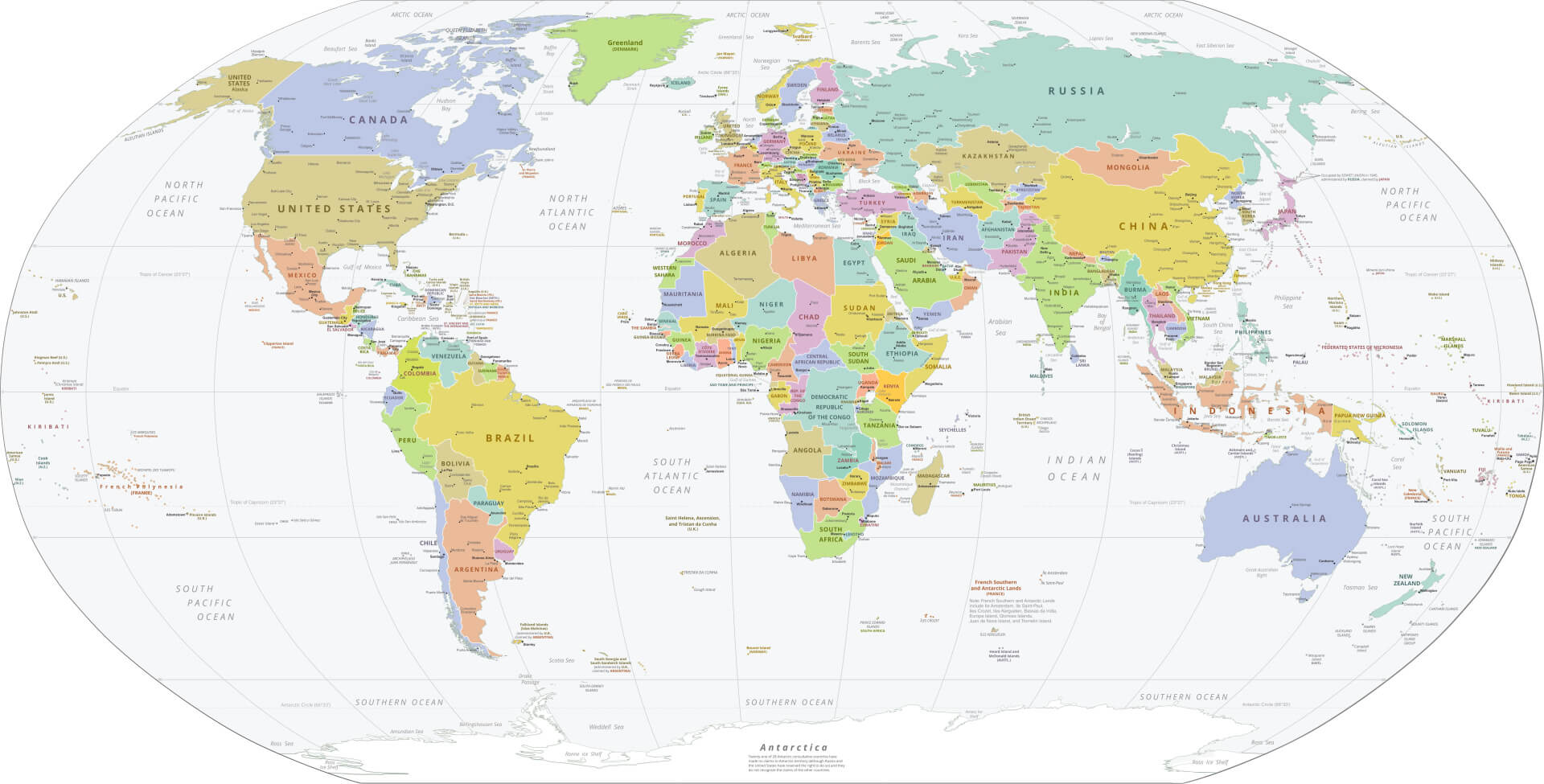 Political Map of the World: Countries and Borders