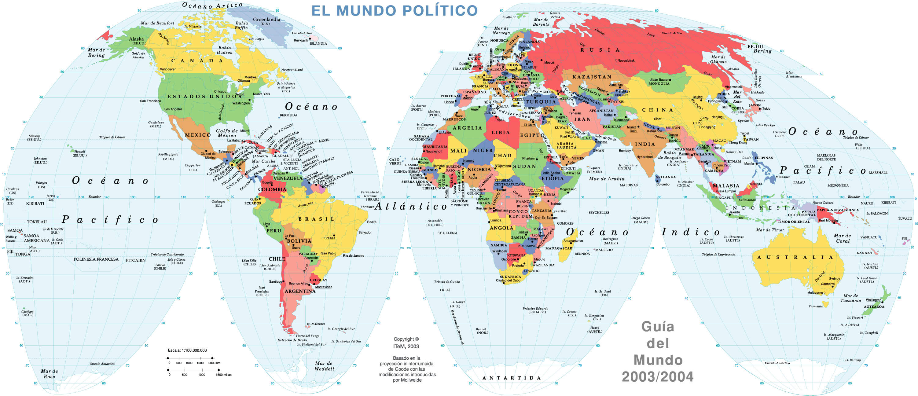 Political Map of the World in Spanish