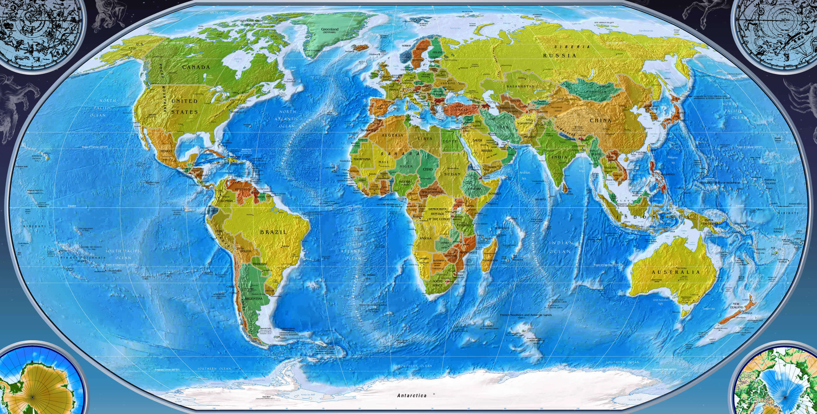 Physical Map Of The World Weltatlas - Riset