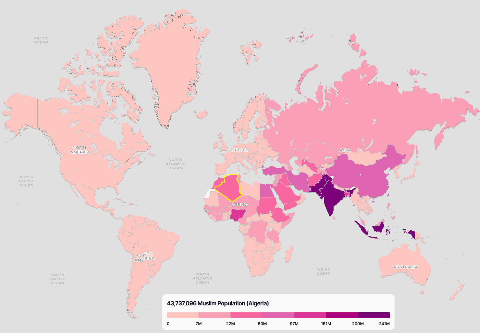 Algeria Muslim Population Map in the World