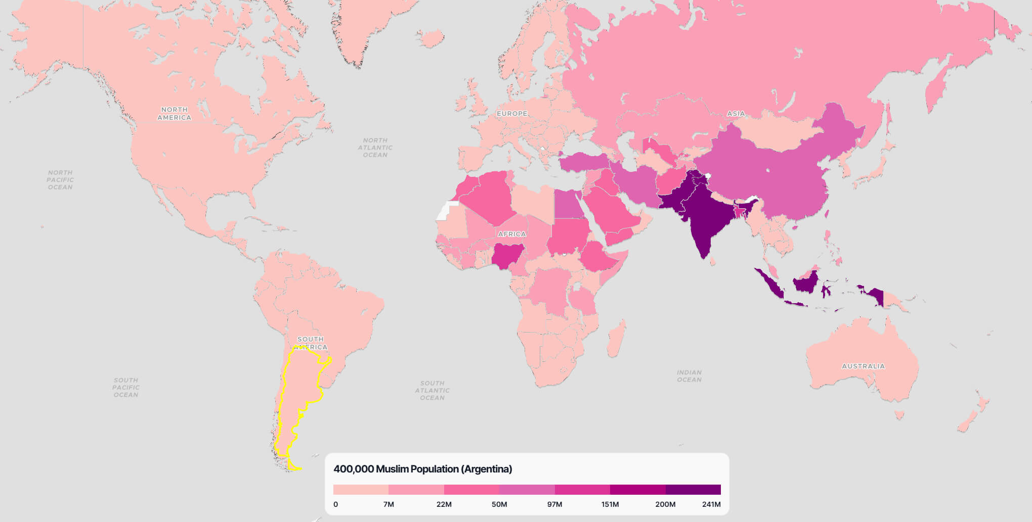 Argentina Muslim Population Map in the World