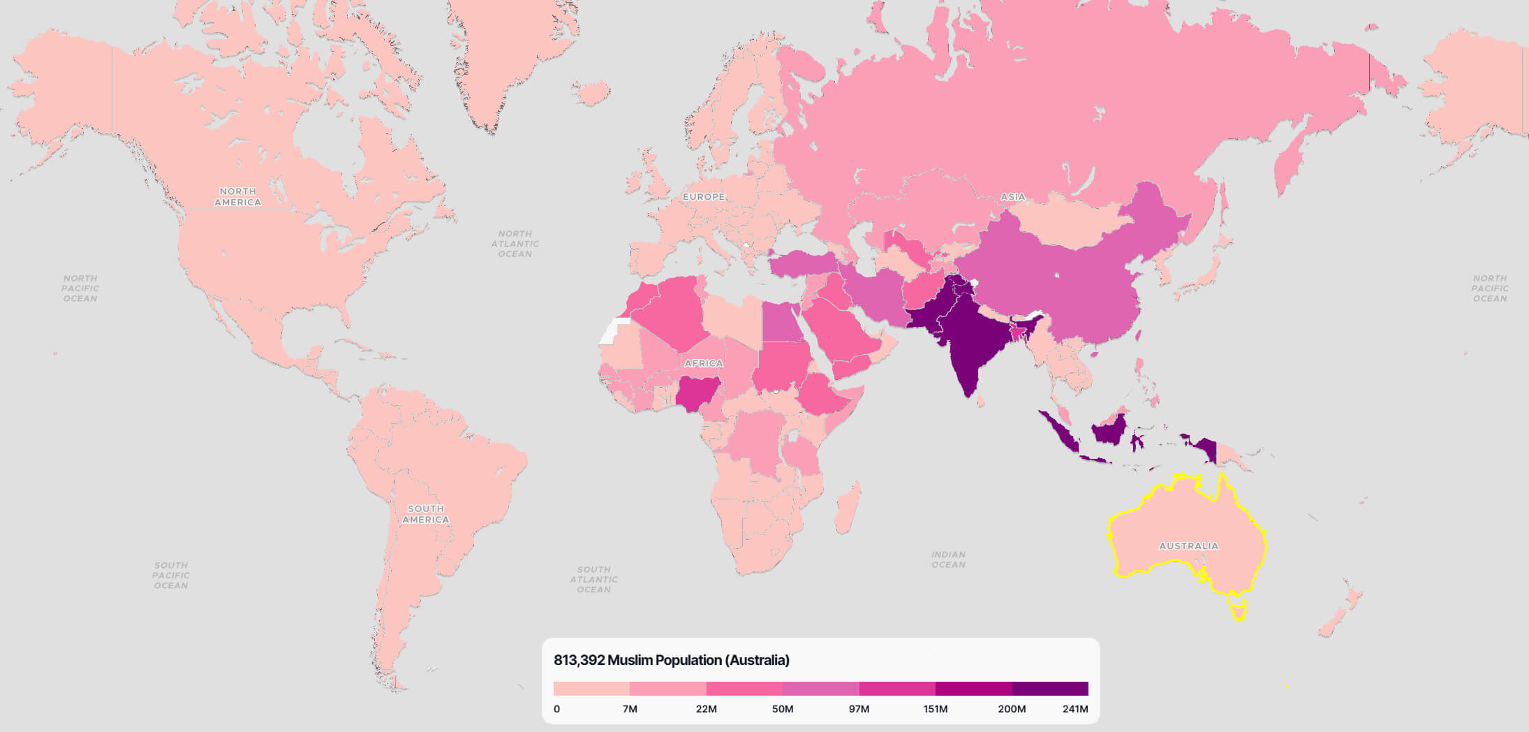 Australia Muslim Population Map in the World