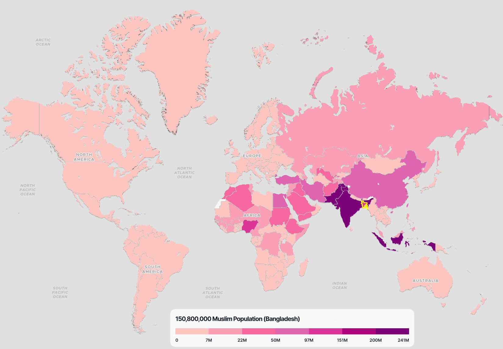 Bangladesh Muslim Population Map in the World