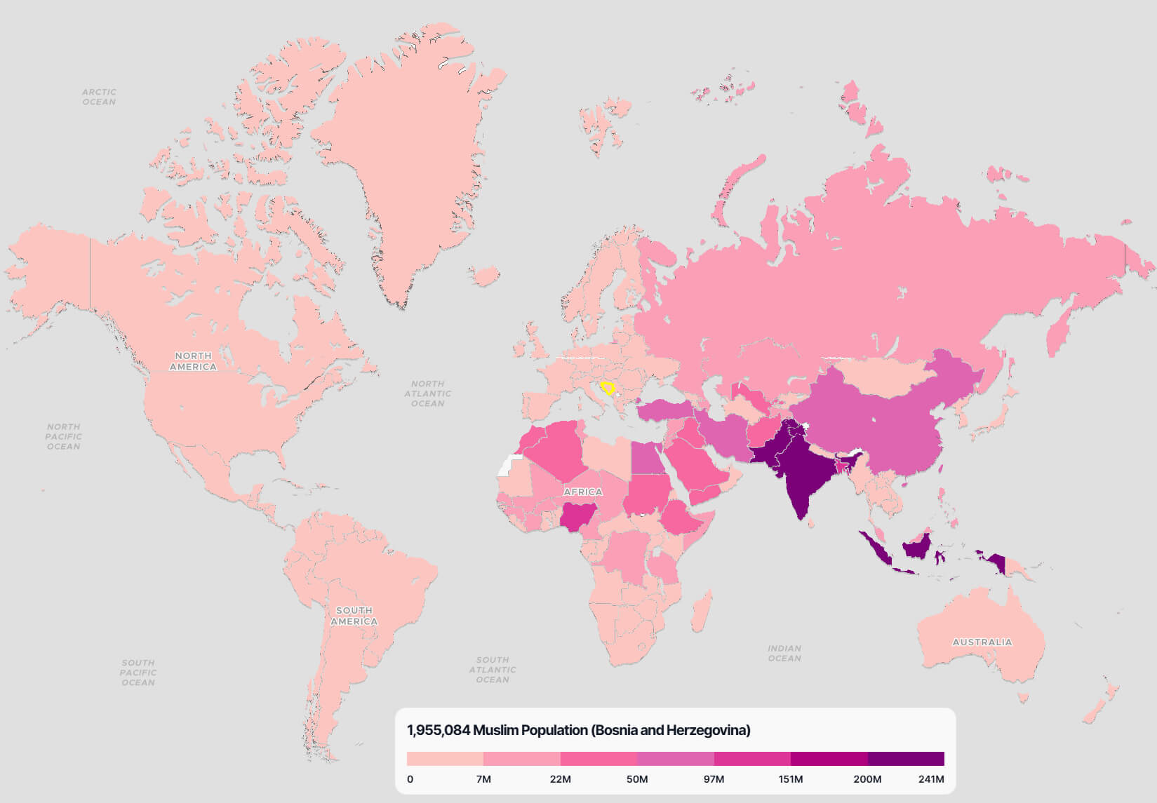 Bosnia and Herzegovina Muslim Population Map in the World