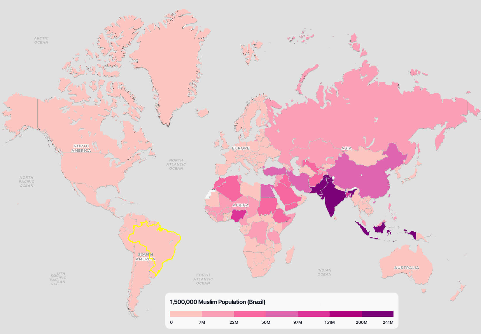 Brazil Muslim Population Map in the World