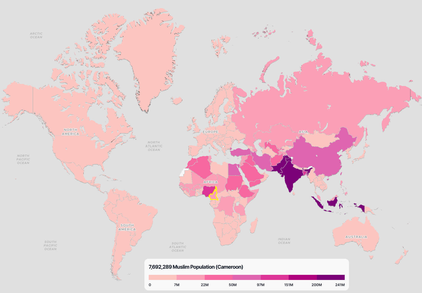 Cameroon Muslim Population Map in the World