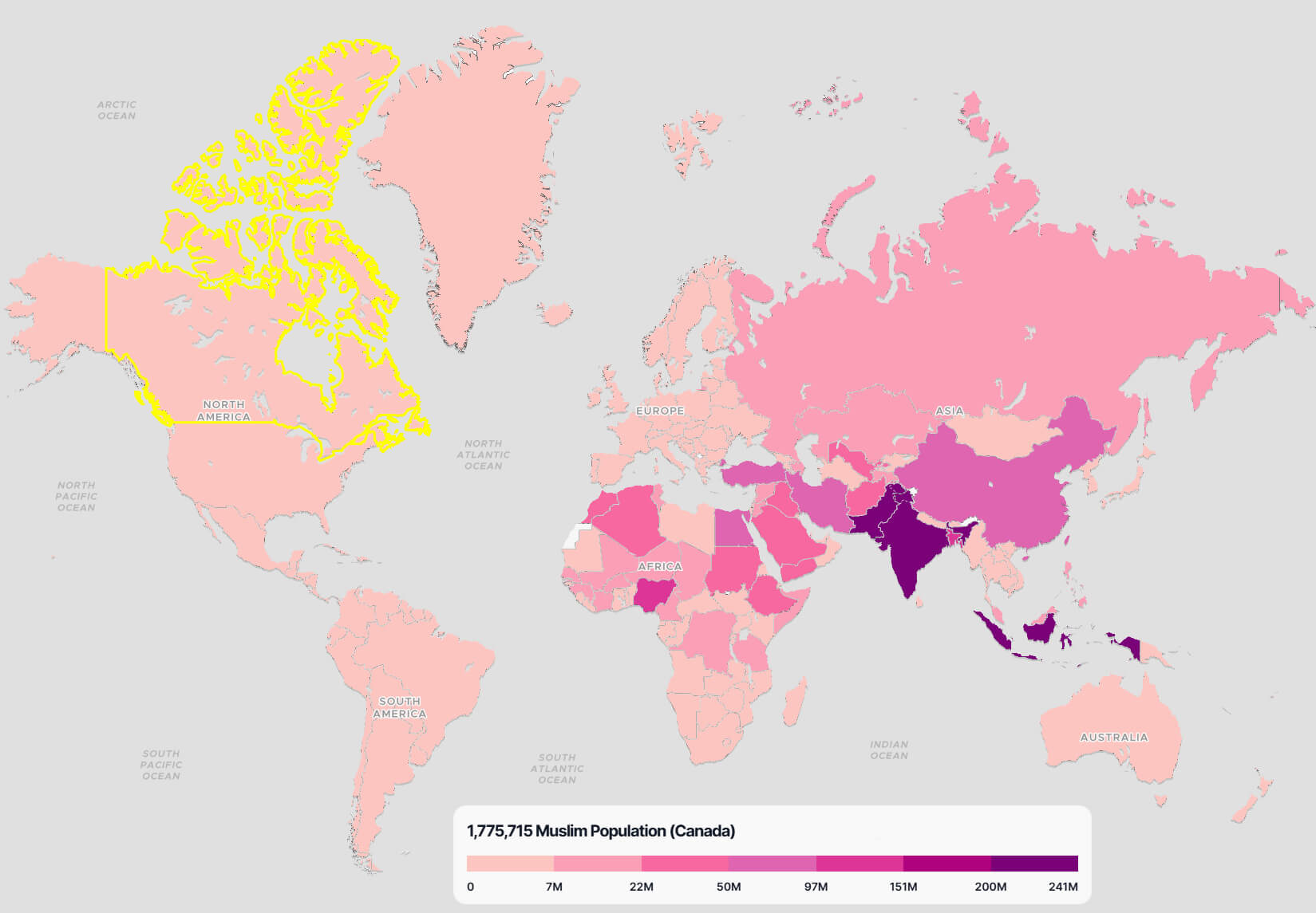 Canada Muslim Population Map in the World