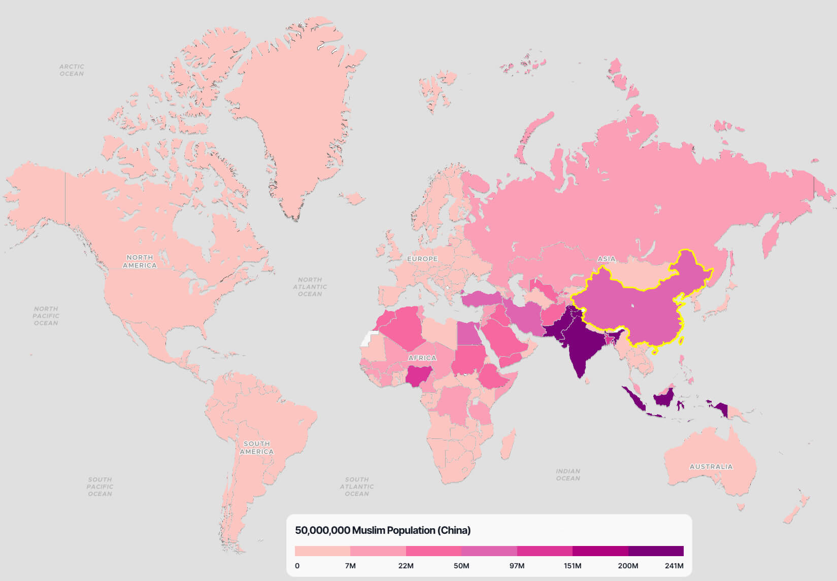 China Muslim Population Map in the World