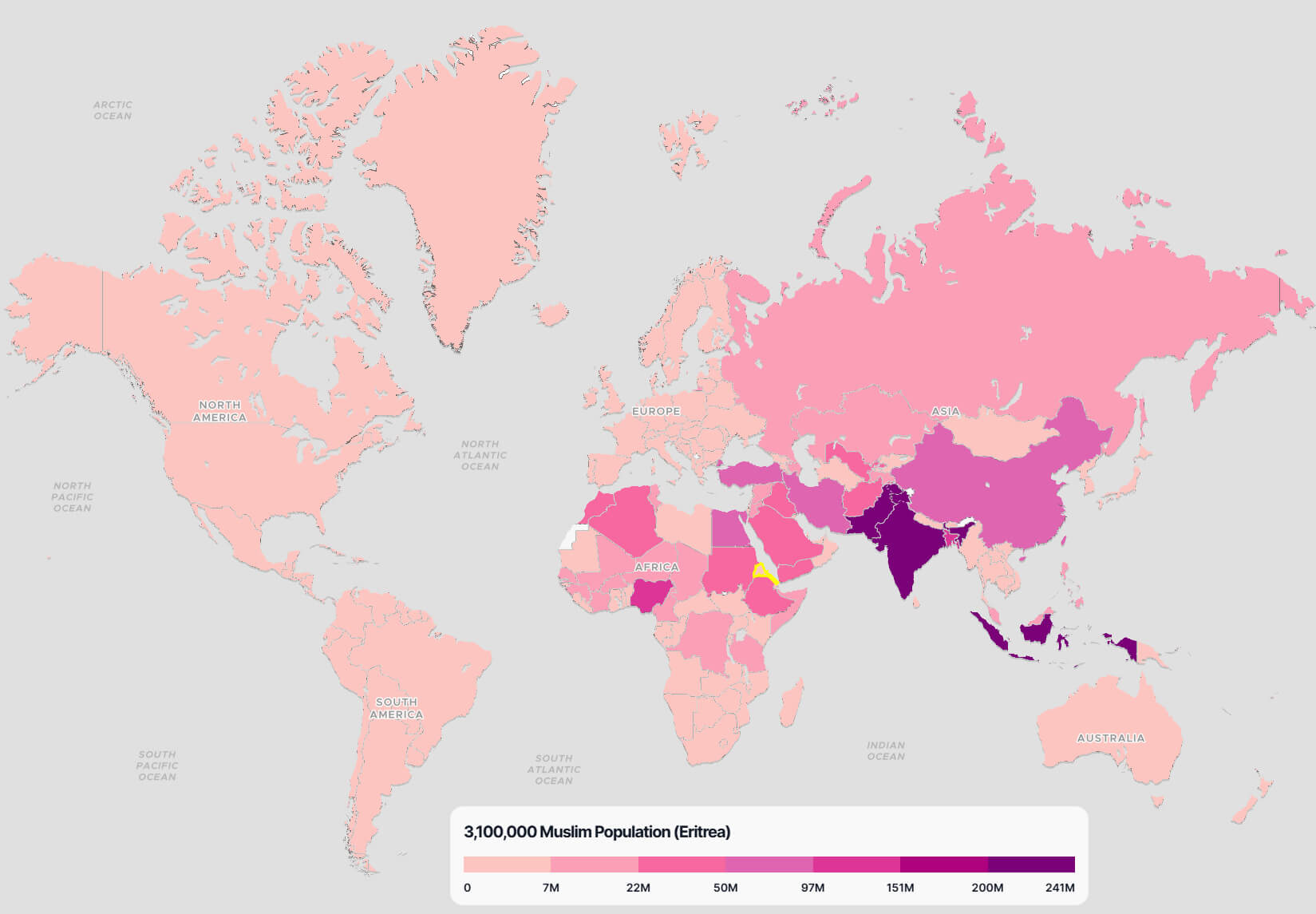 Eritrea Muslim Population Map in the World