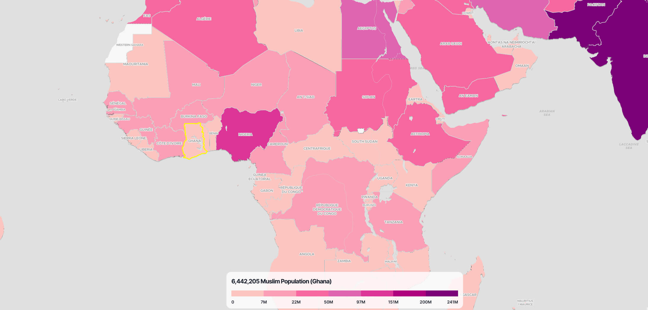 Ghana Muslim Population Map in the World