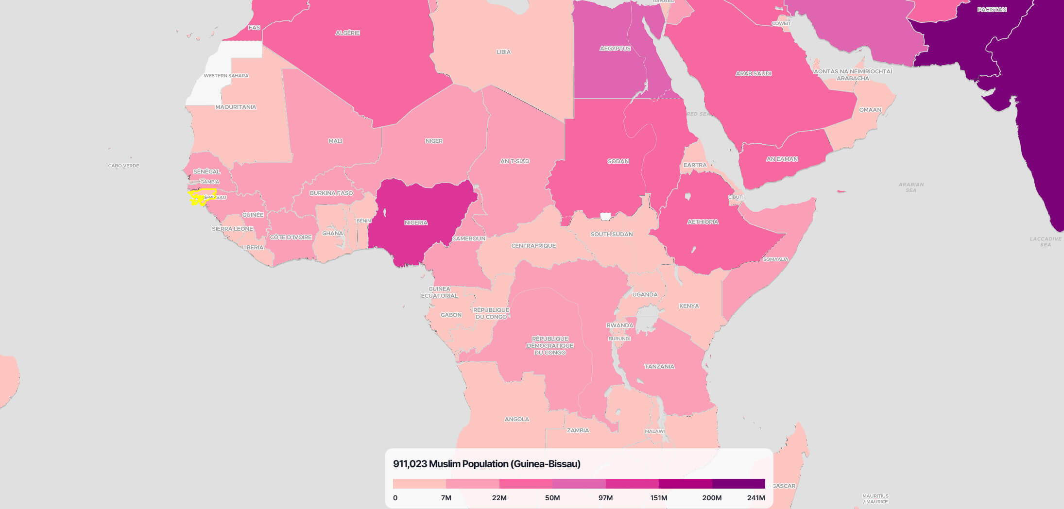 Guinea Bissau Muslim Population Map in the World