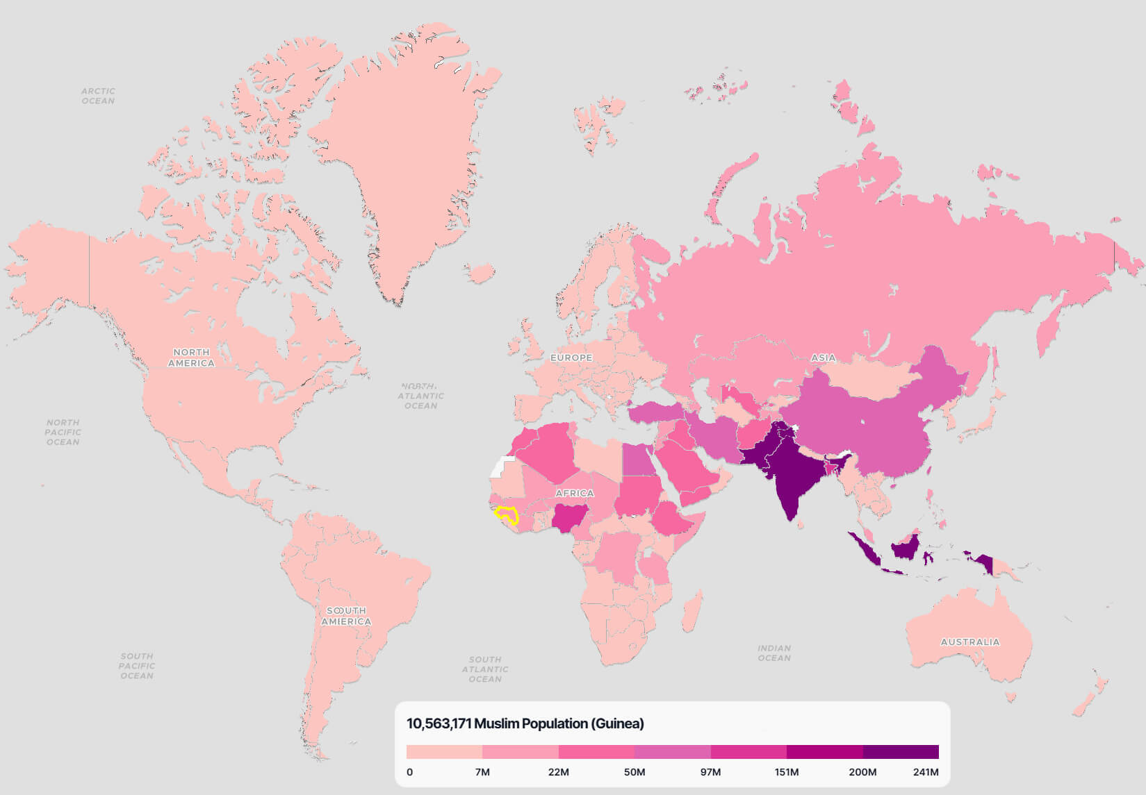 Guinea Muslim Population Map in the World