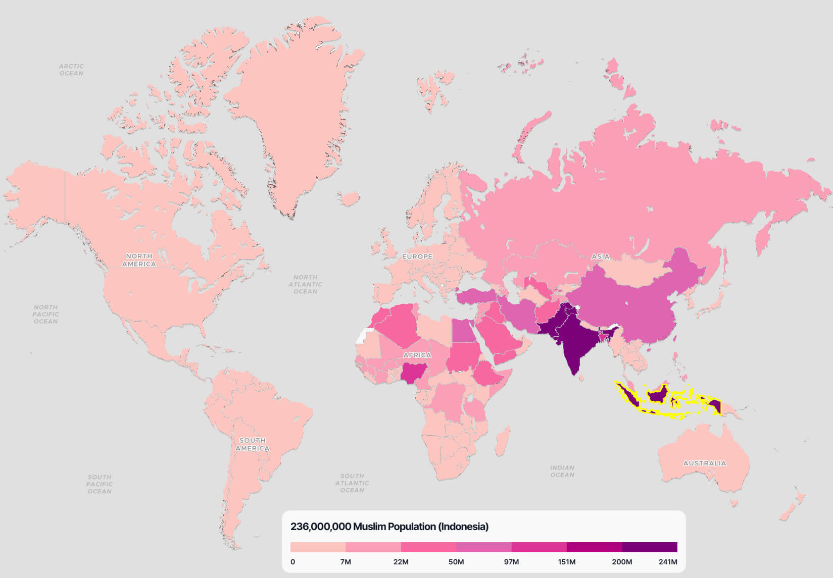 Indonesia Muslim Population Map in the World