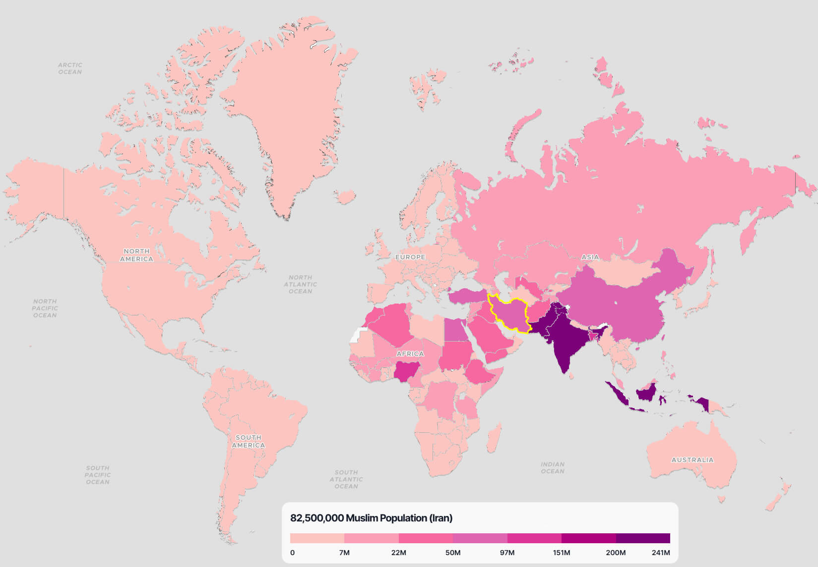 Iran Muslim Population Map in the World