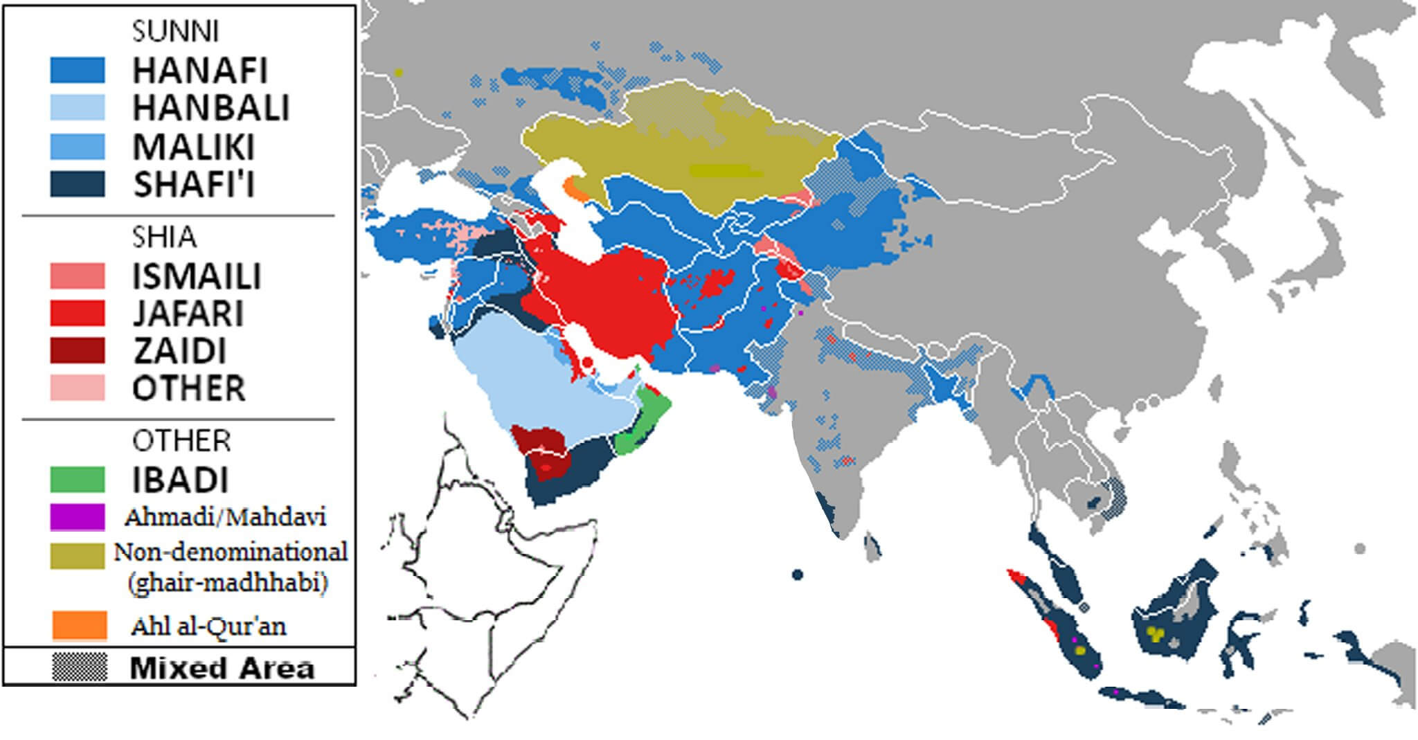 Distribution of Islamic Schools of Thought in Asia