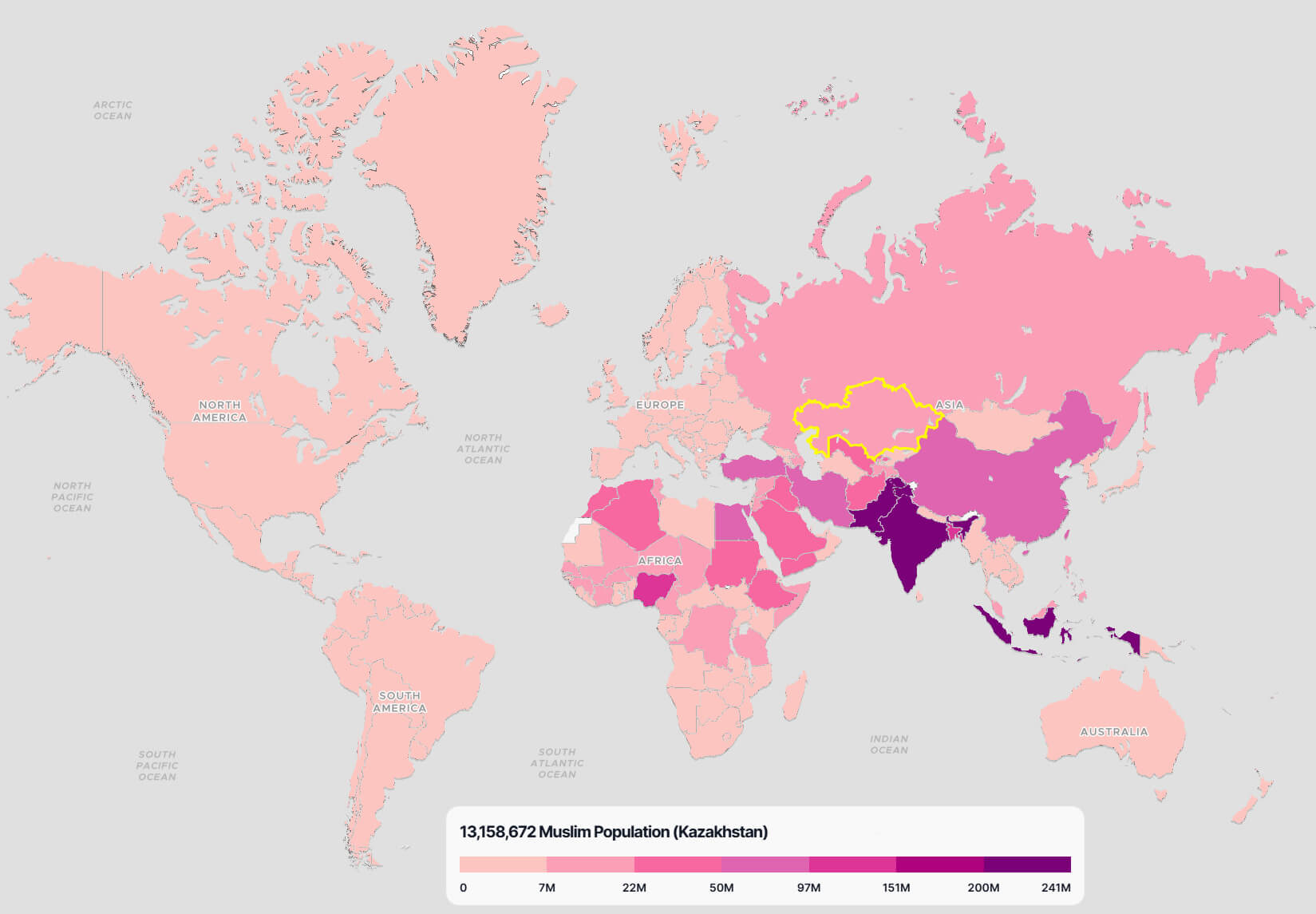 Kazakhstan Muslim Population Map in the World