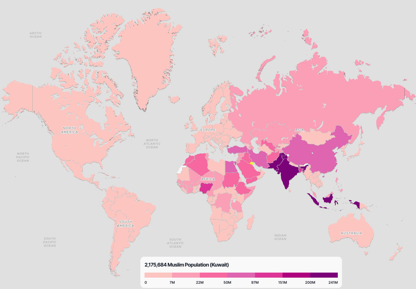 Kuwait Muslim Population Map in the World