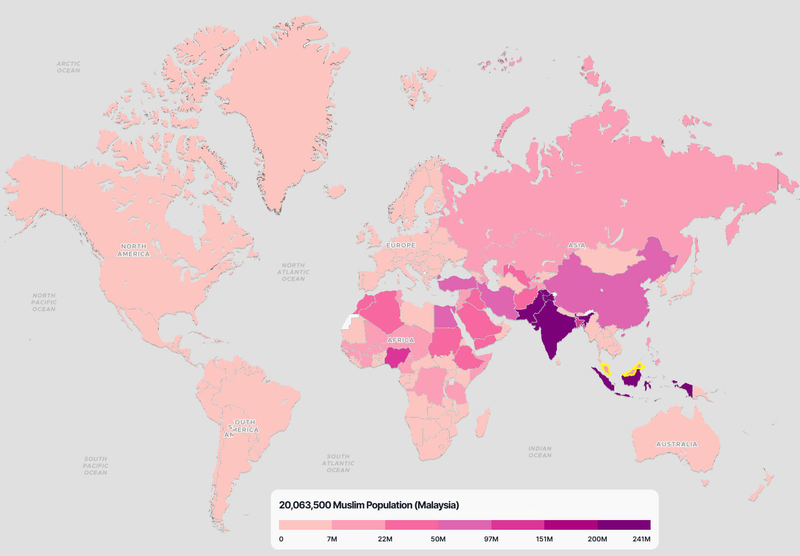 Malaysia Muslim Population Map in the World