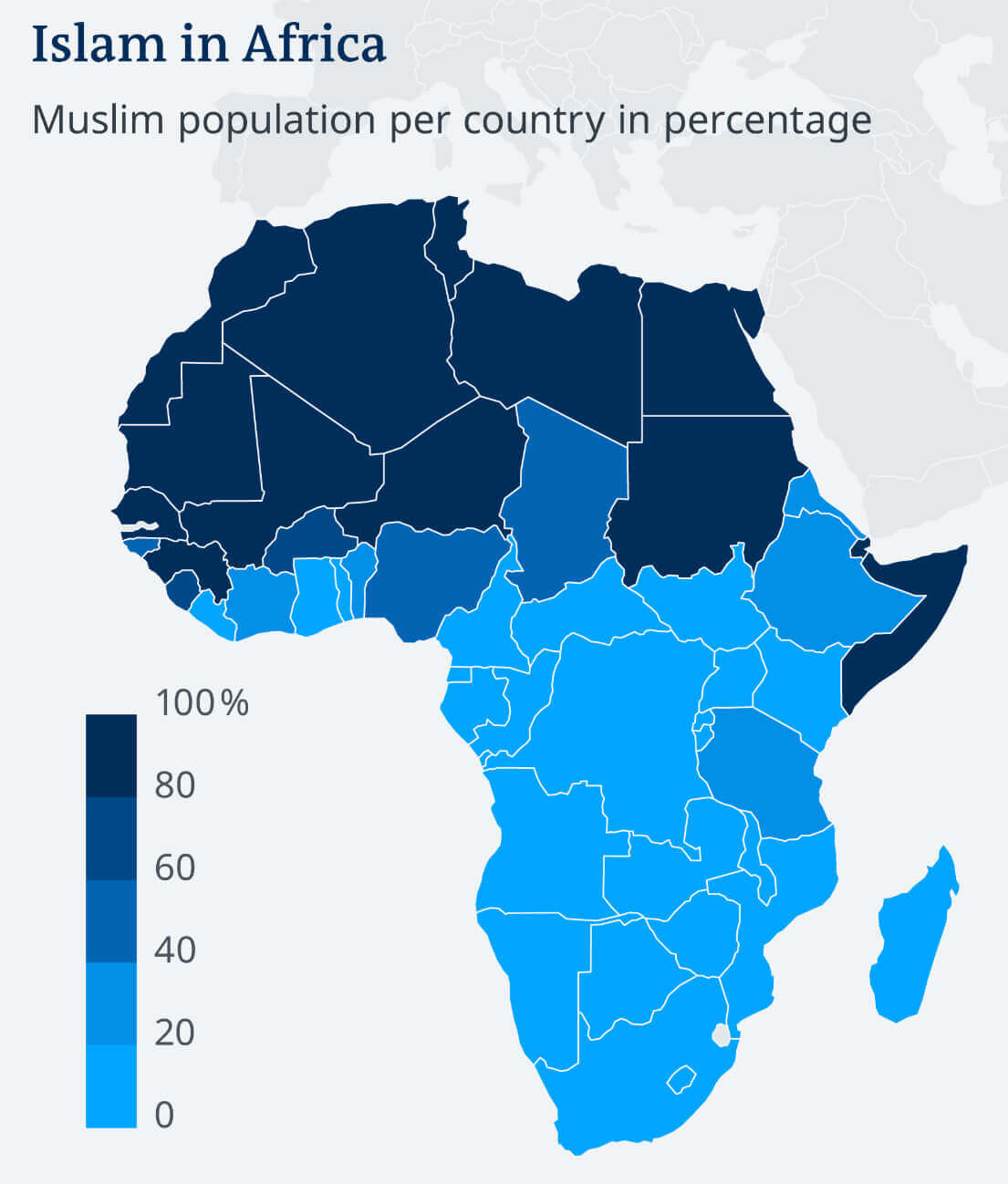 Muslim Population Density Map in Africa by Country