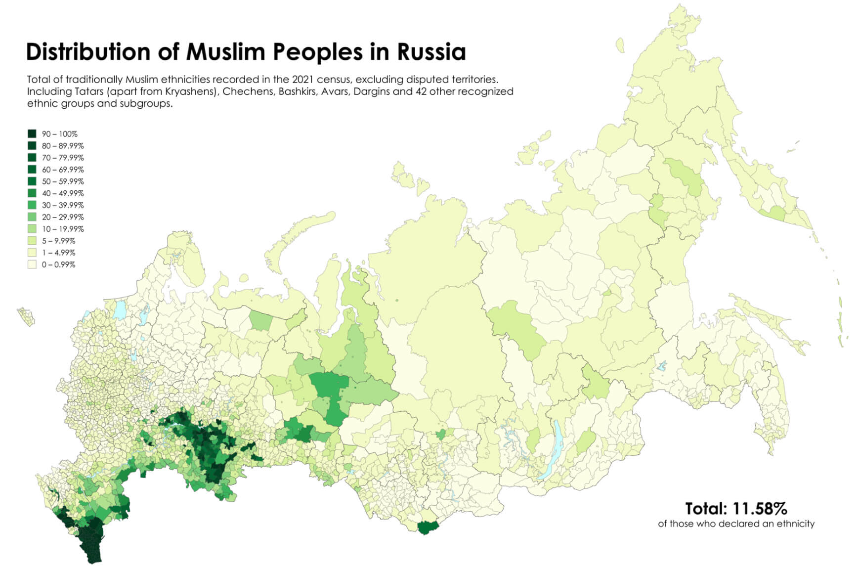 Muslim Population Density Map in Russia