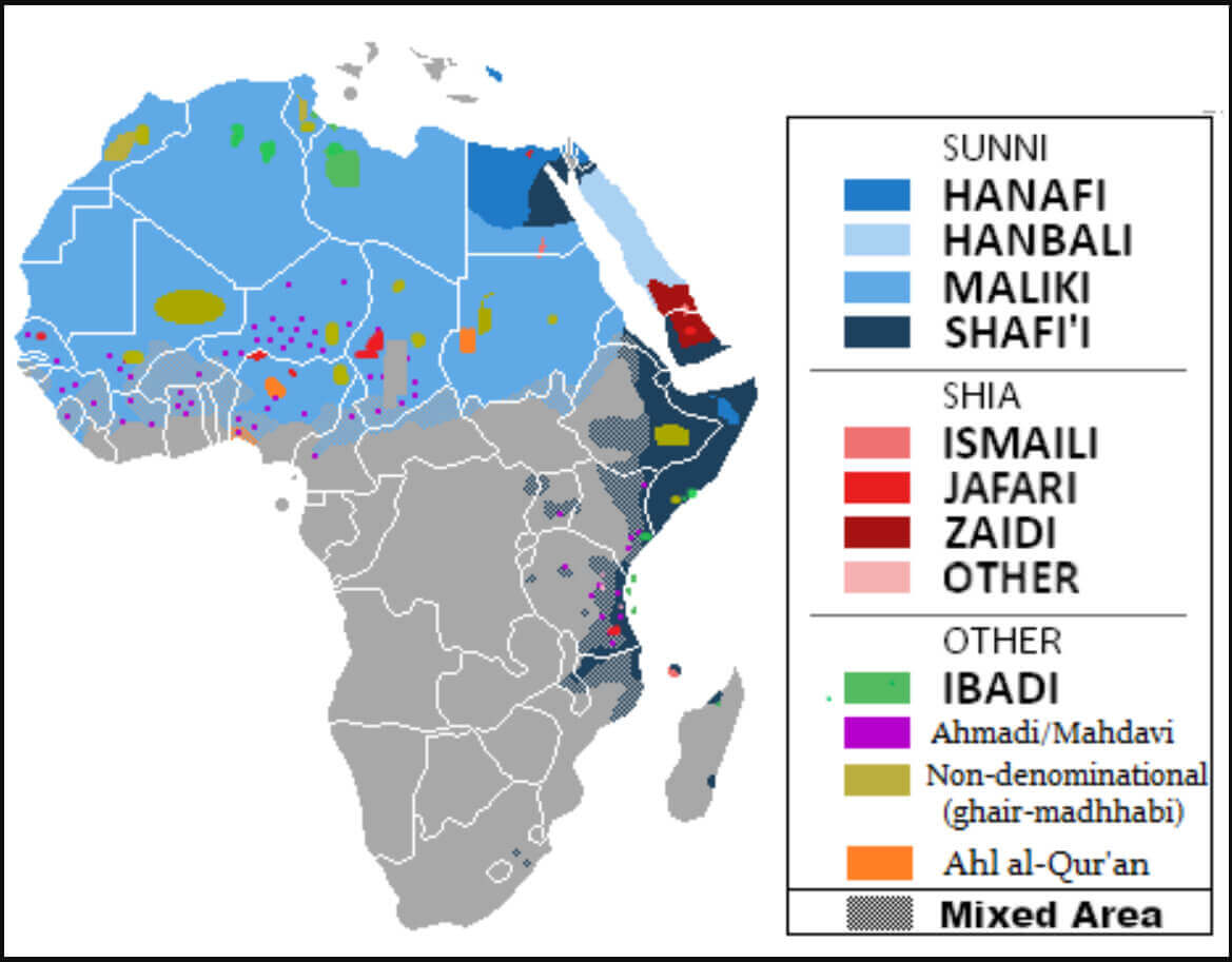 Muslim Population Distribution in Africa by Denominations