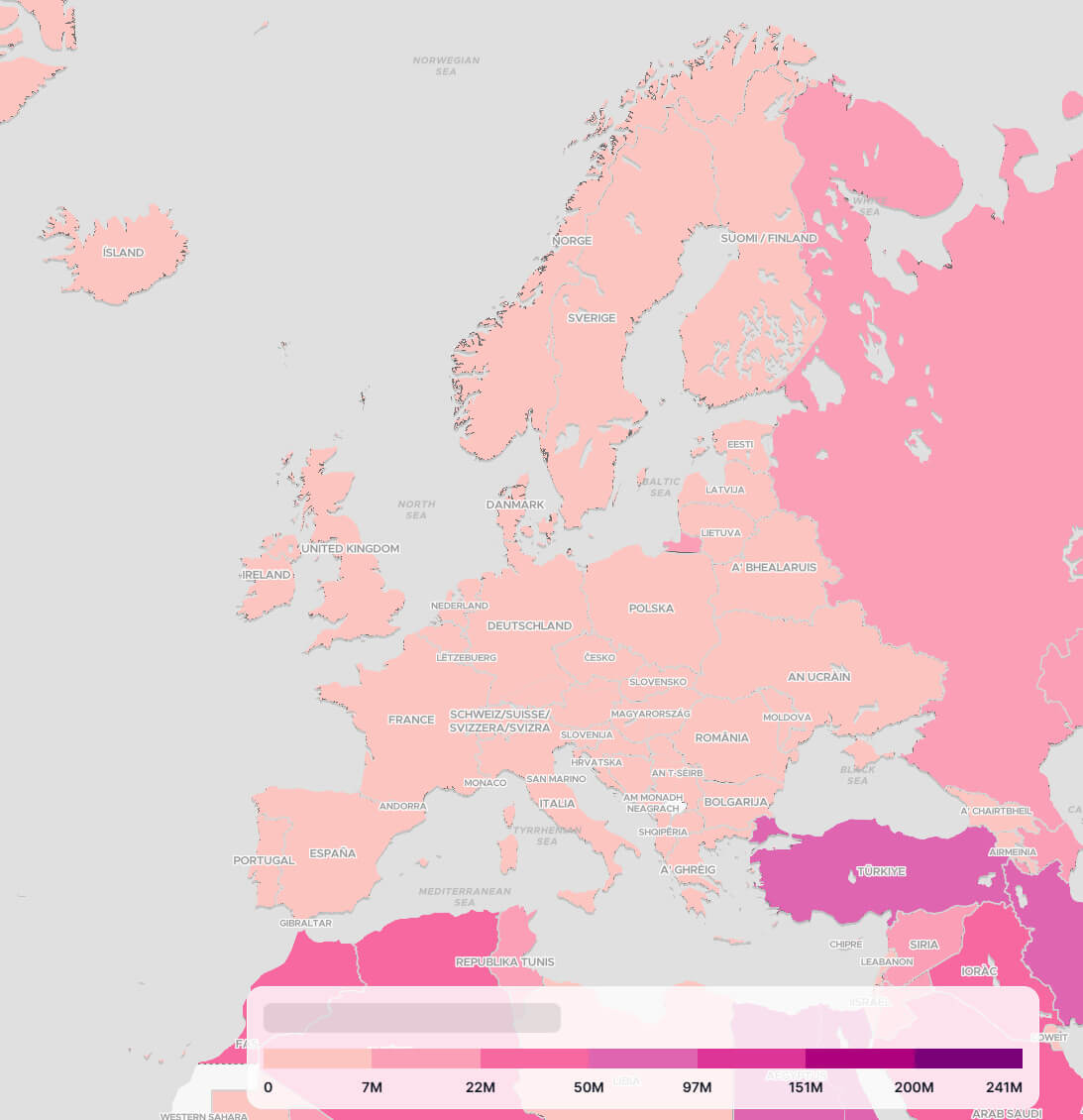 Muslim Population Map in Europe