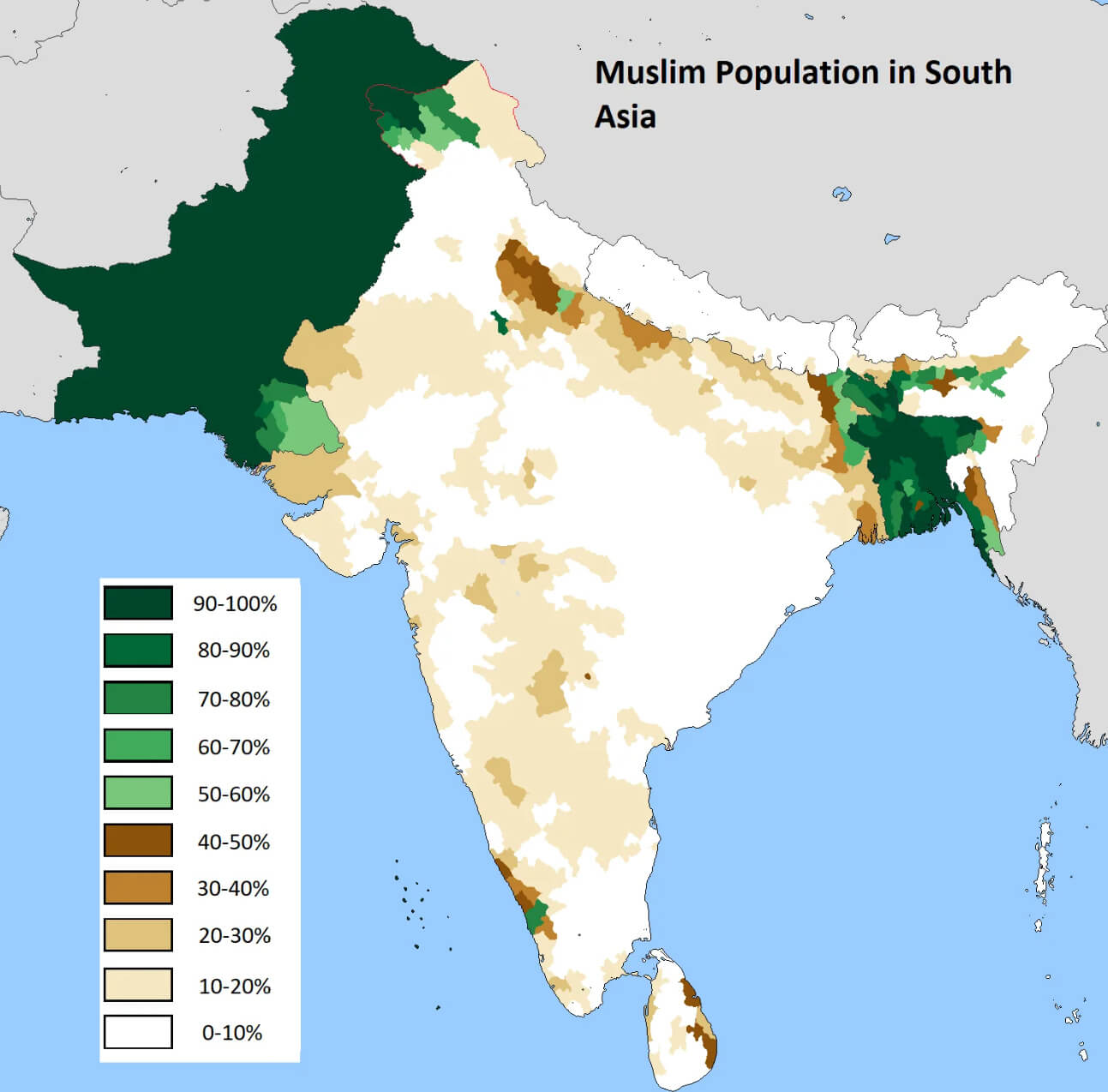 Muslim Population Distribution in South Asia