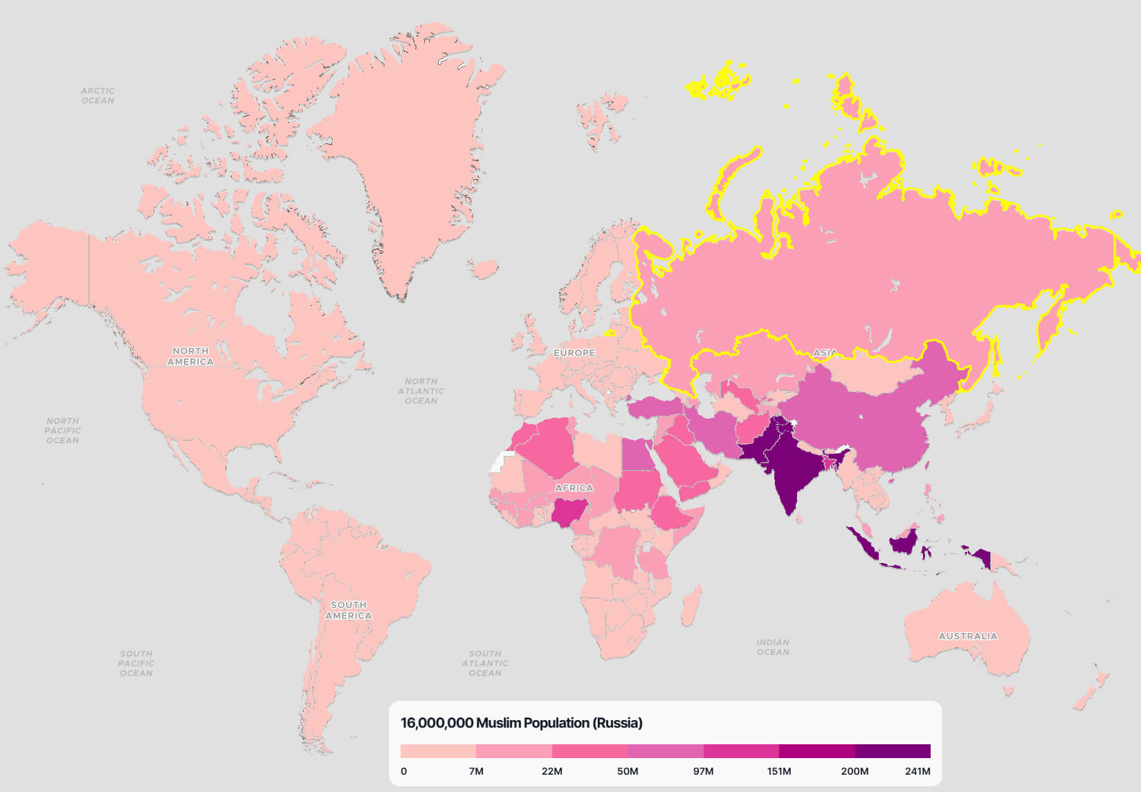 Russia Muslim Population Map in the World