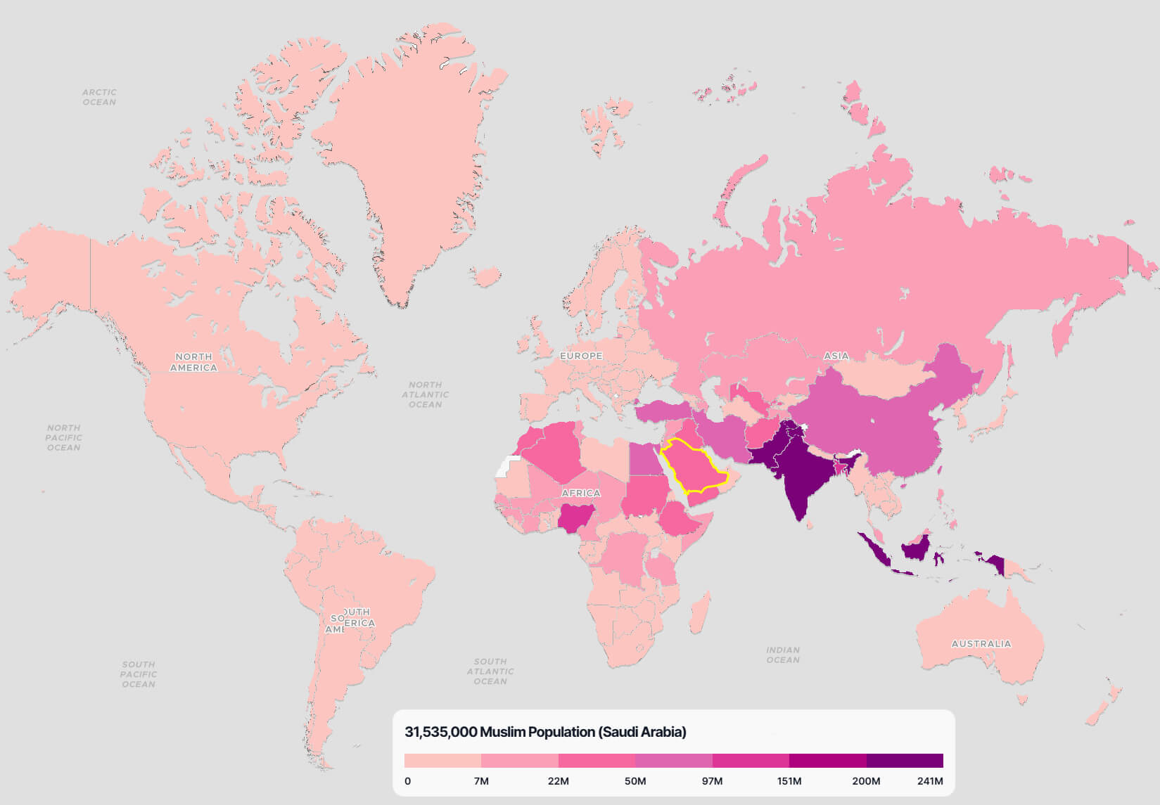 Saudi Arabia Muslim Population Map in the World