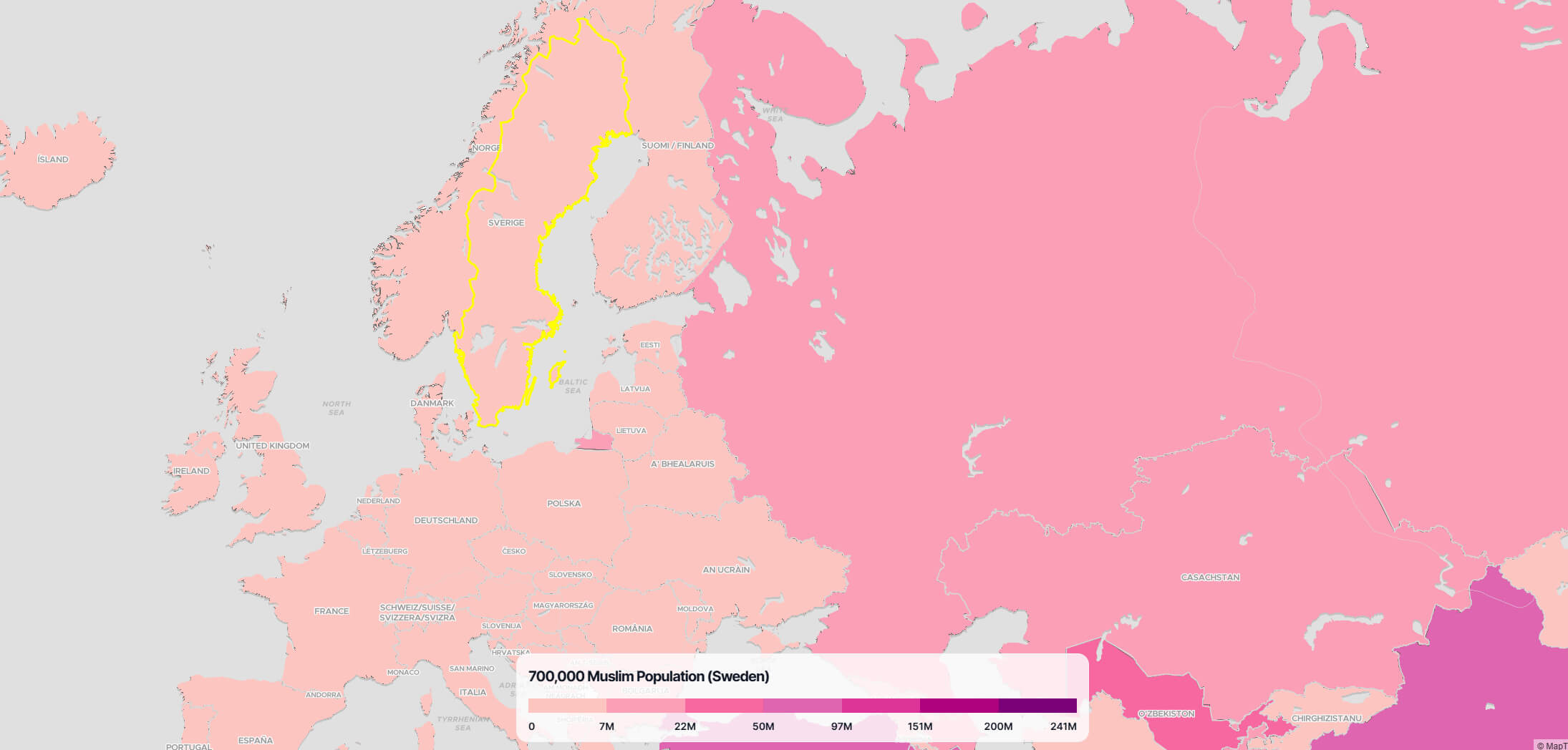 Muslim Population Map in Europe by Country - Guide of the World