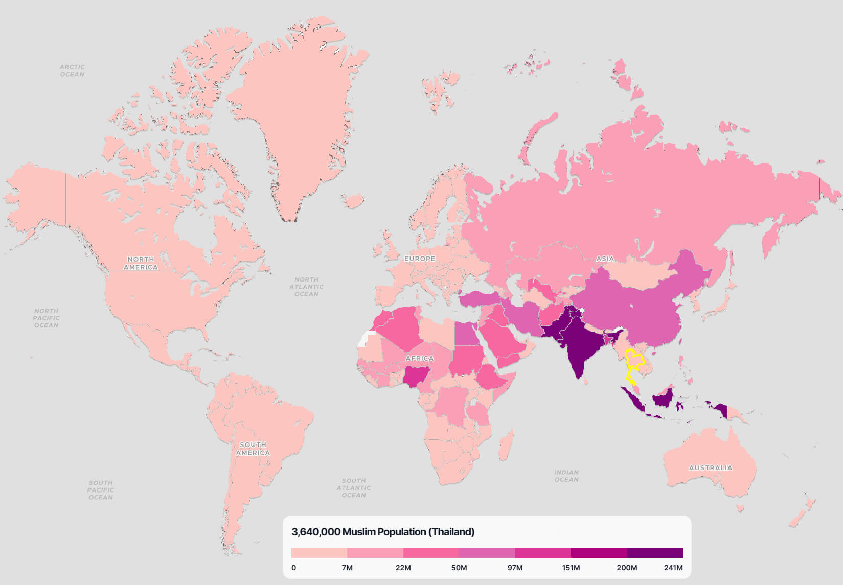 Thailand Muslim Population Map in the World