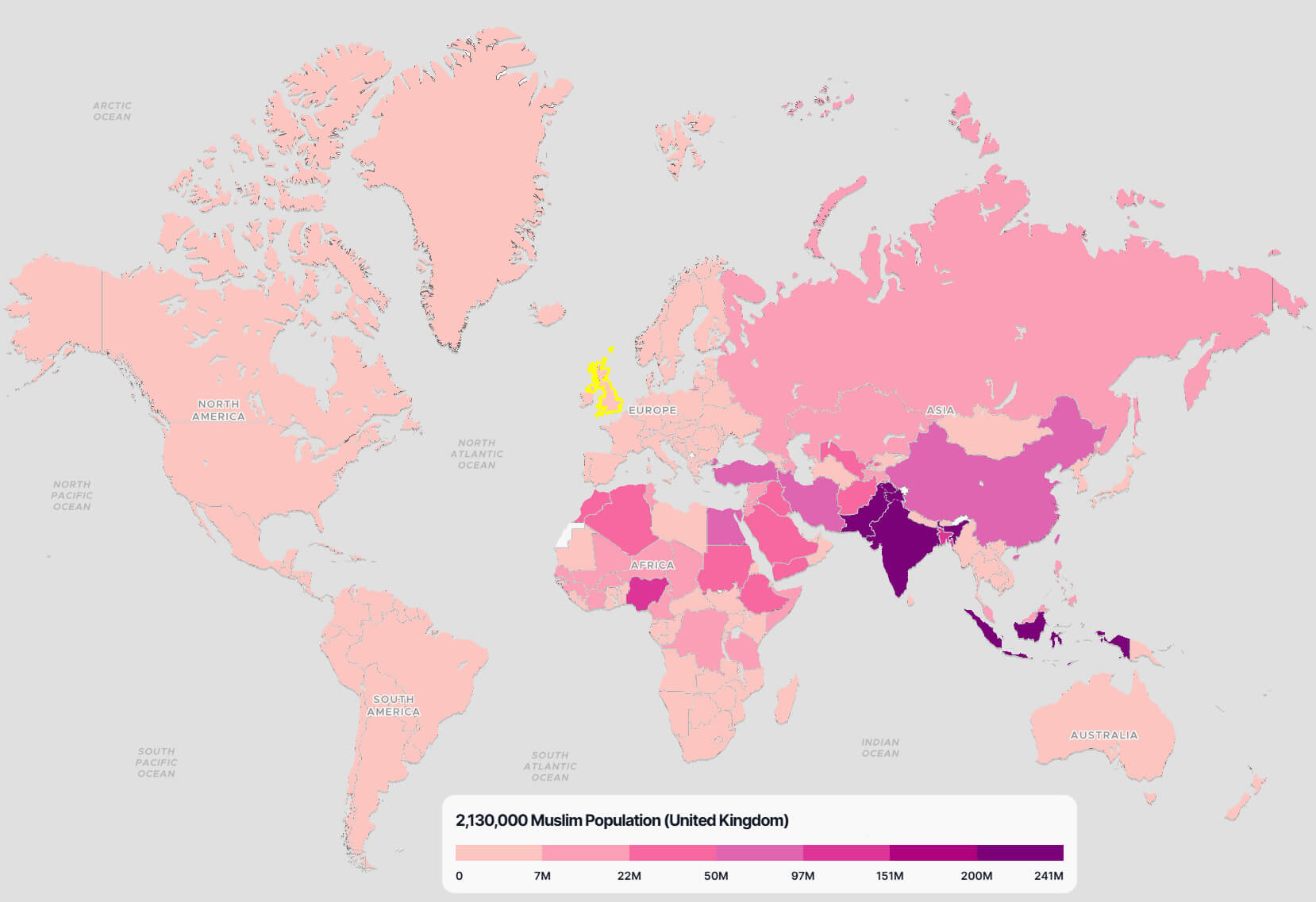 United Kingdom (UK) Muslim Population Map in the World