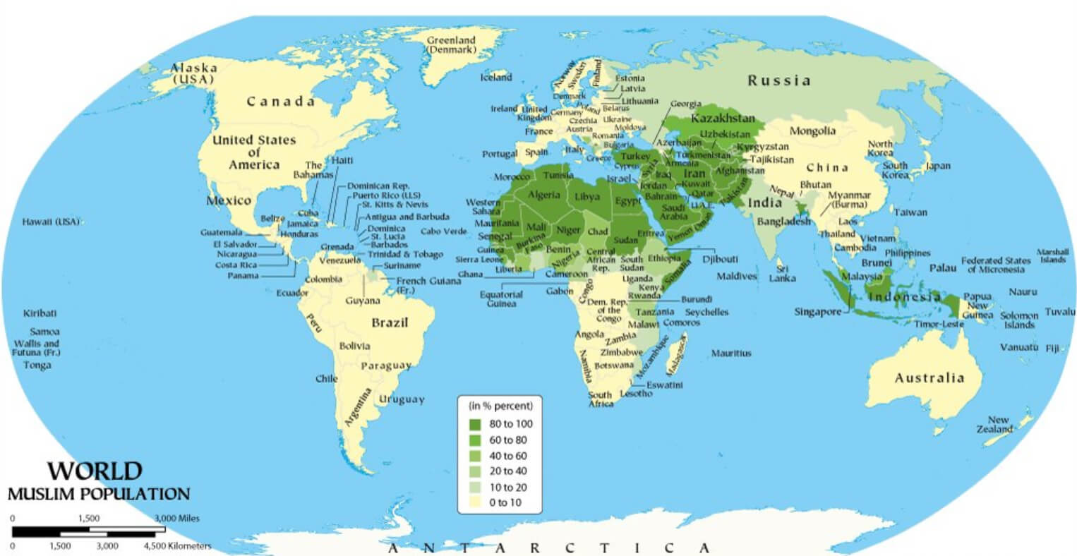 World Muslim Population Density by Country