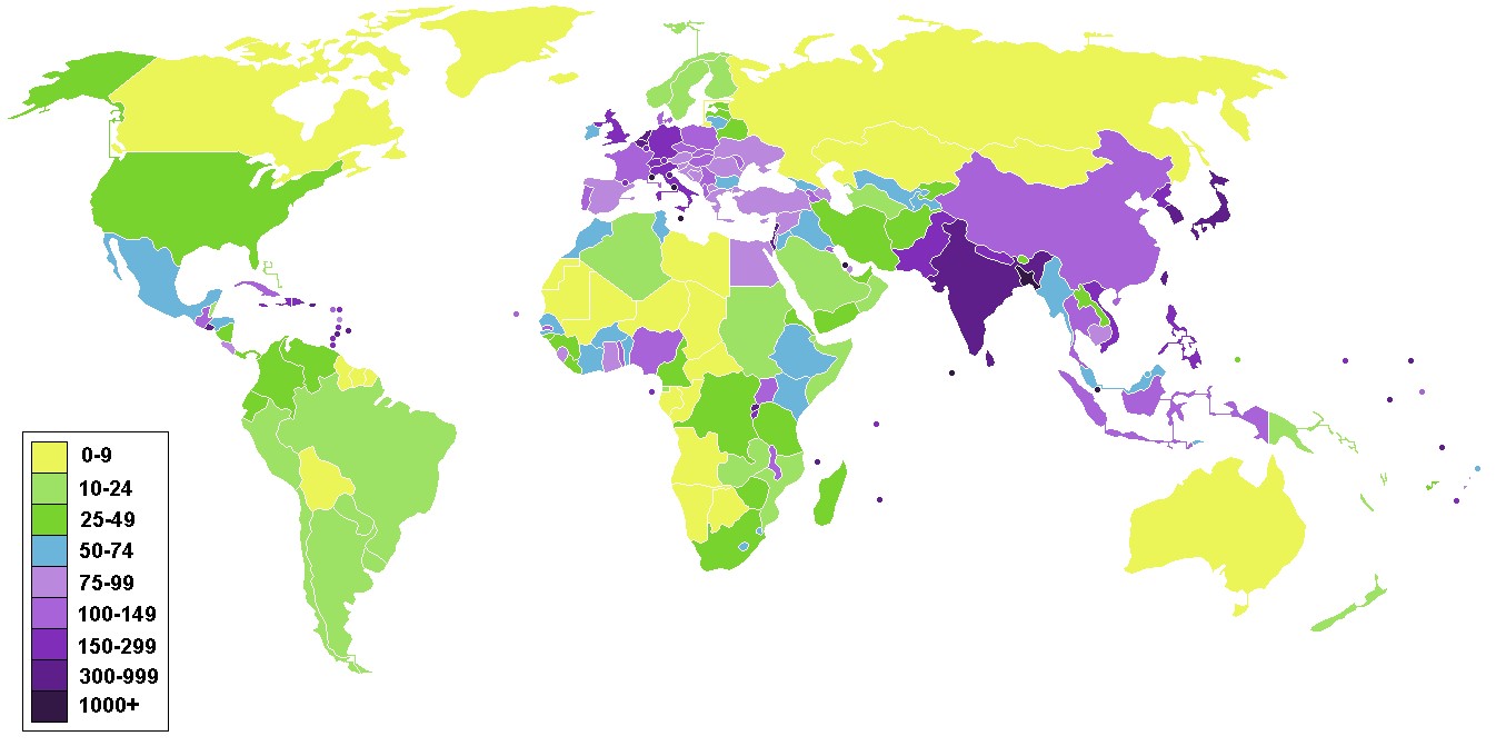 Population Density Map of the World