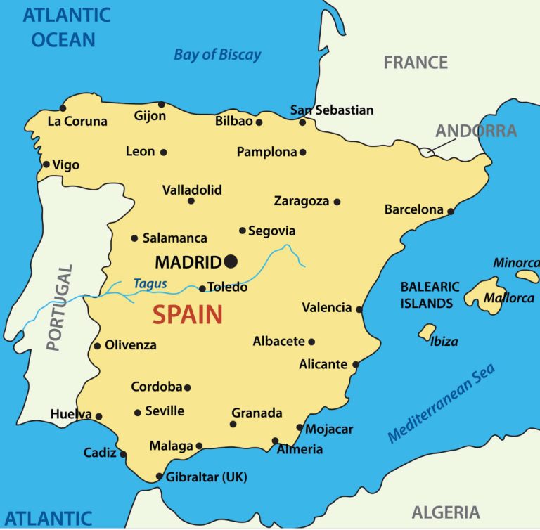 Spain major cities map