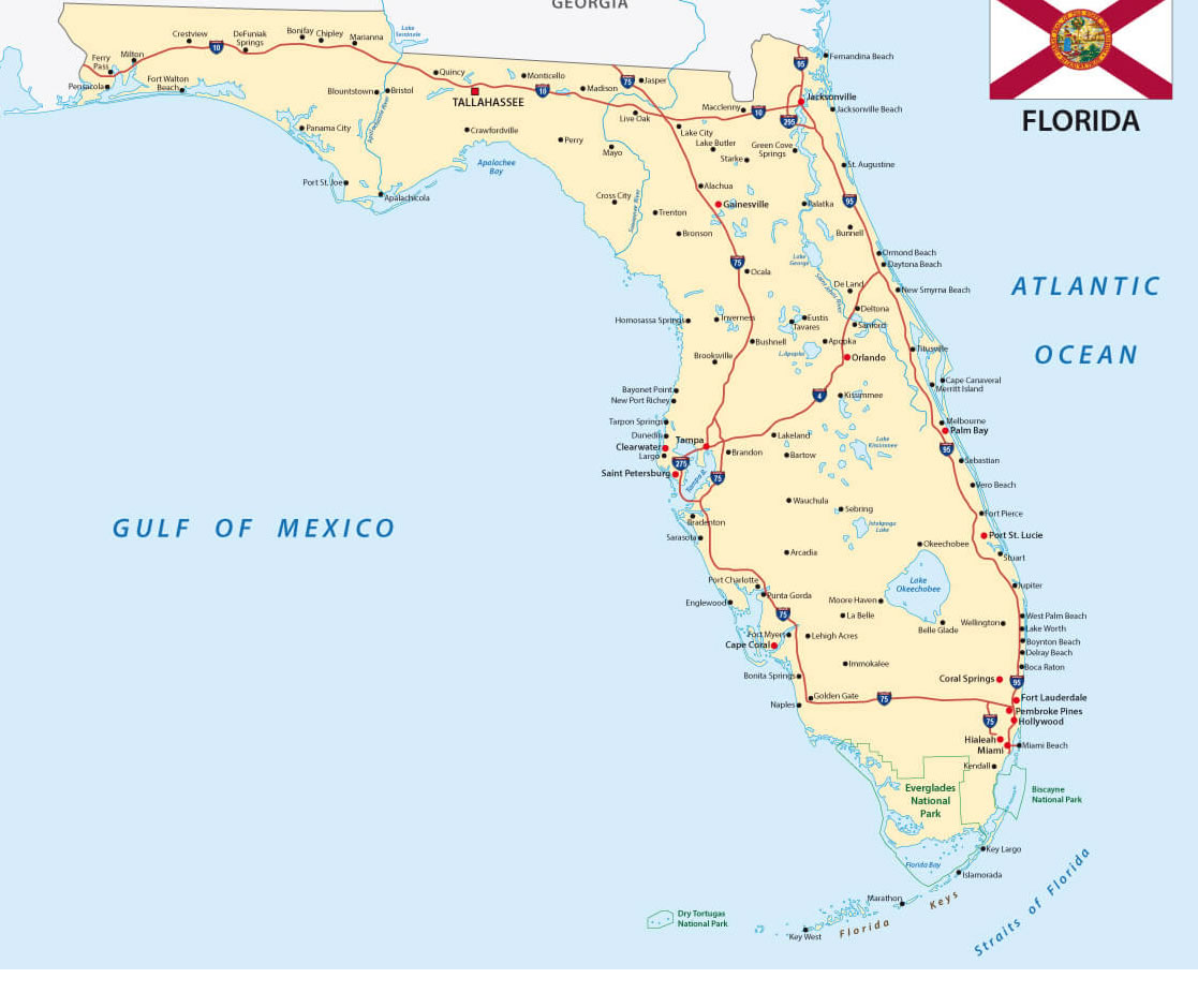 Map of Florida - Guide of the World